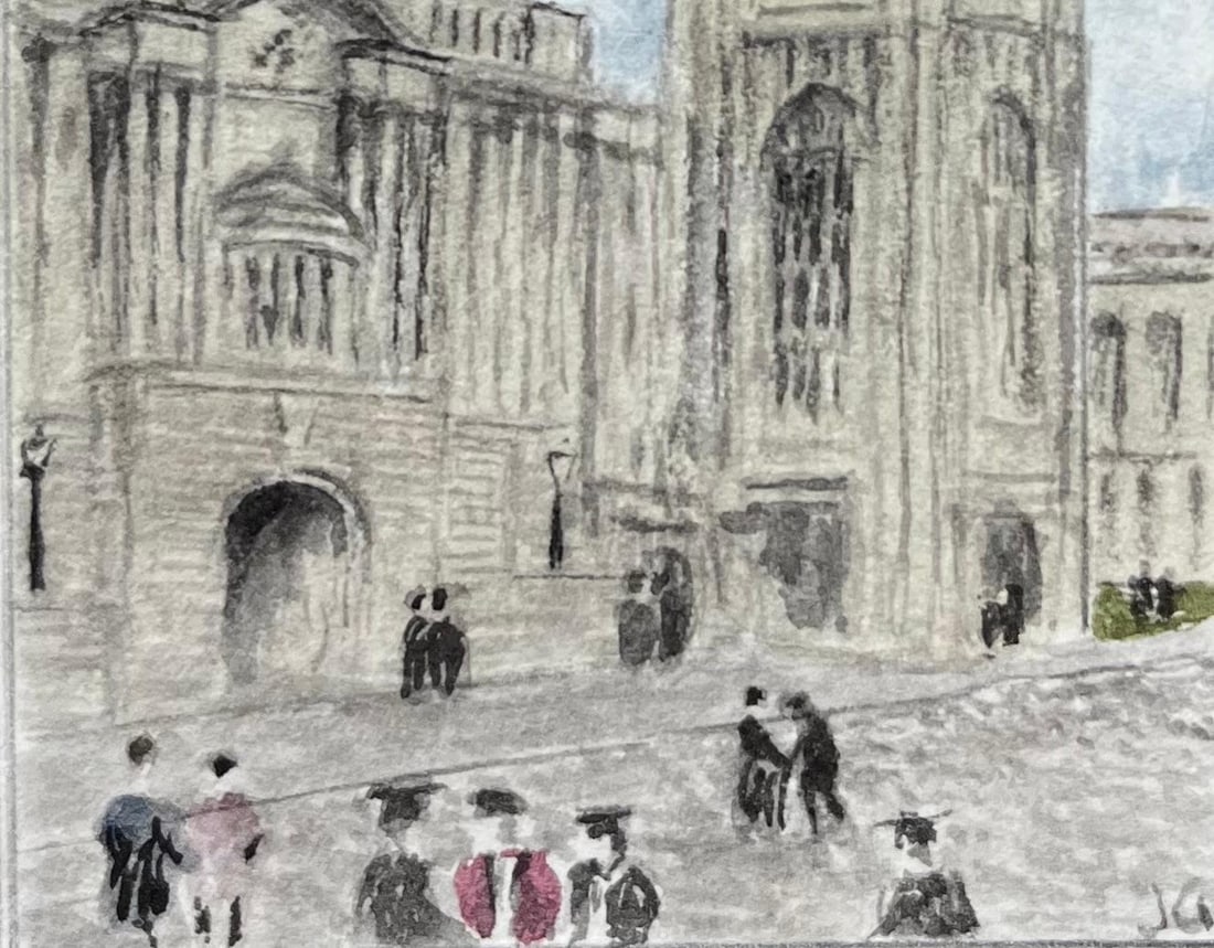 Jack Grunwell; Historic Miniature Watercolor of Bristol University Wills Memorial Building - 4