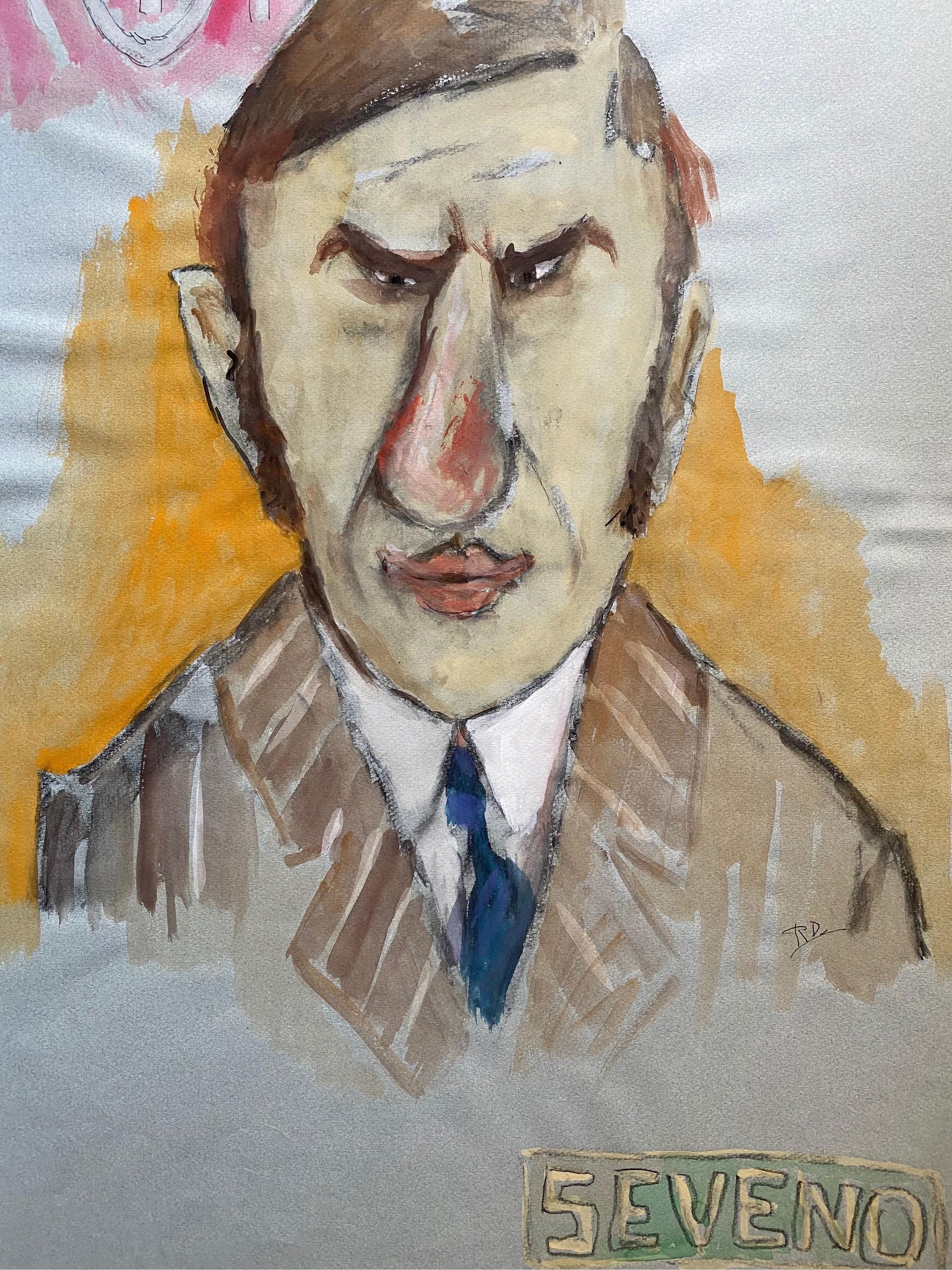 1960's French Portrait Grumpy Man Caricature, circa 1960s - 13