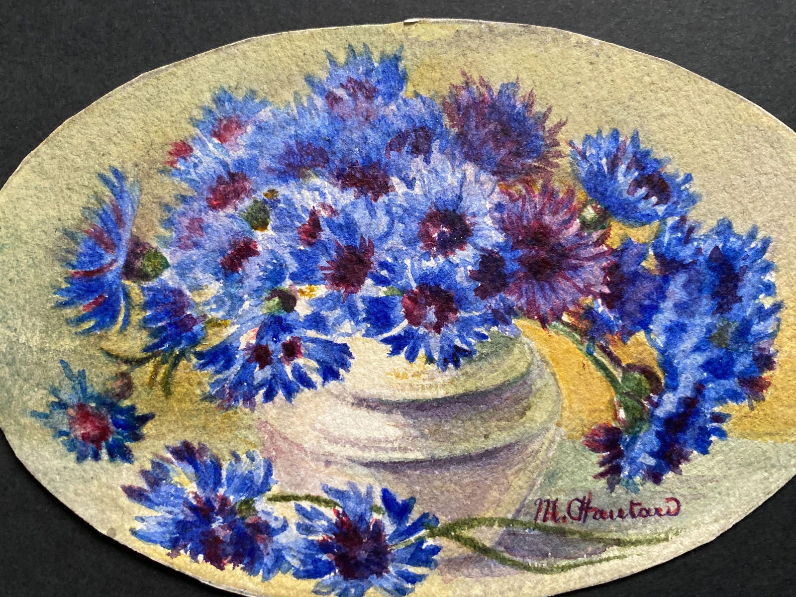 3 x Early 1900's French Impressionist Signed Flower Watercolours Marie Carreau, circa 1900s - 4