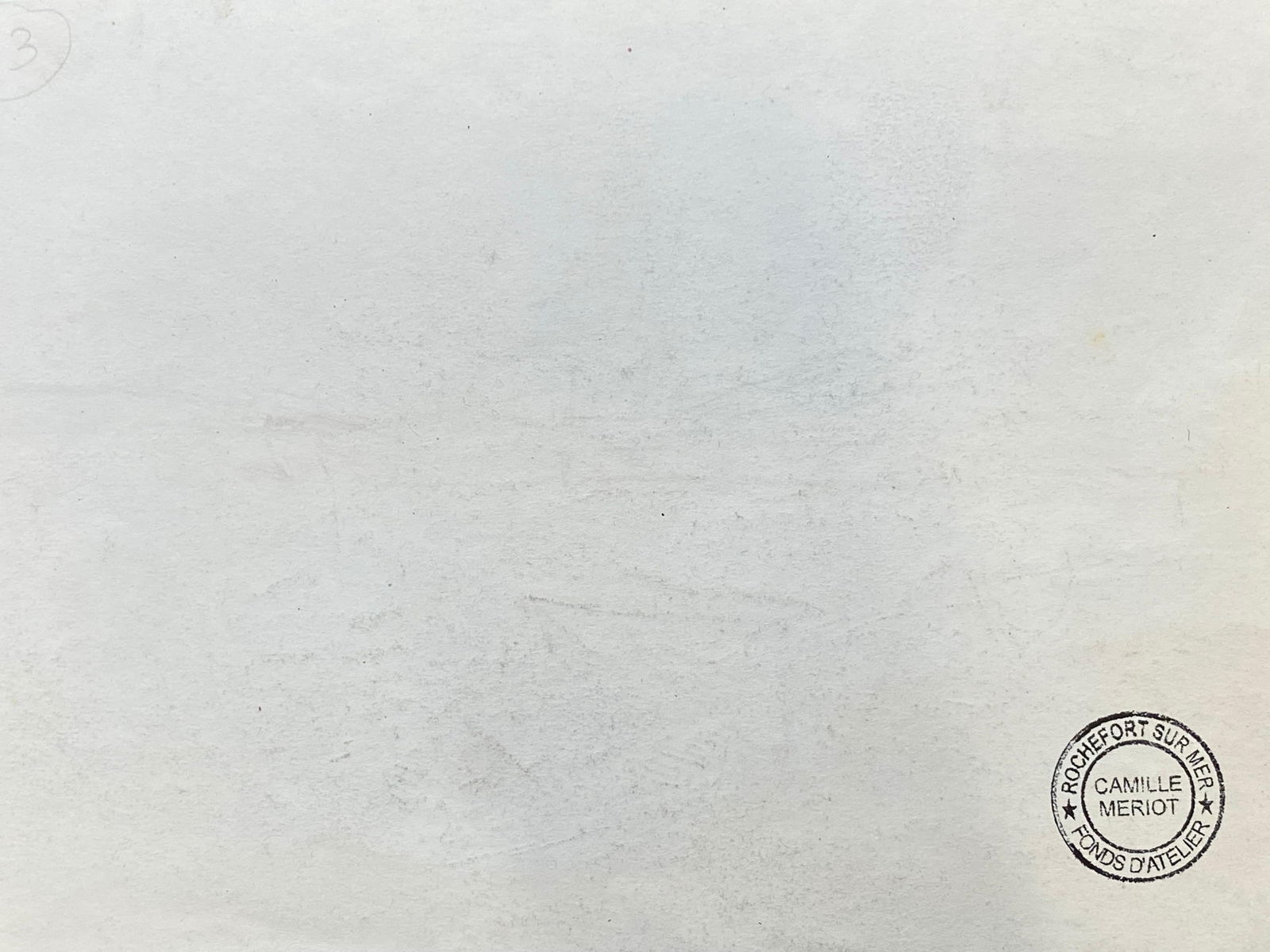 Camille Meriot French Signed Impressionist Crayon Drawing, By The Harbour, circa 1940s - 5