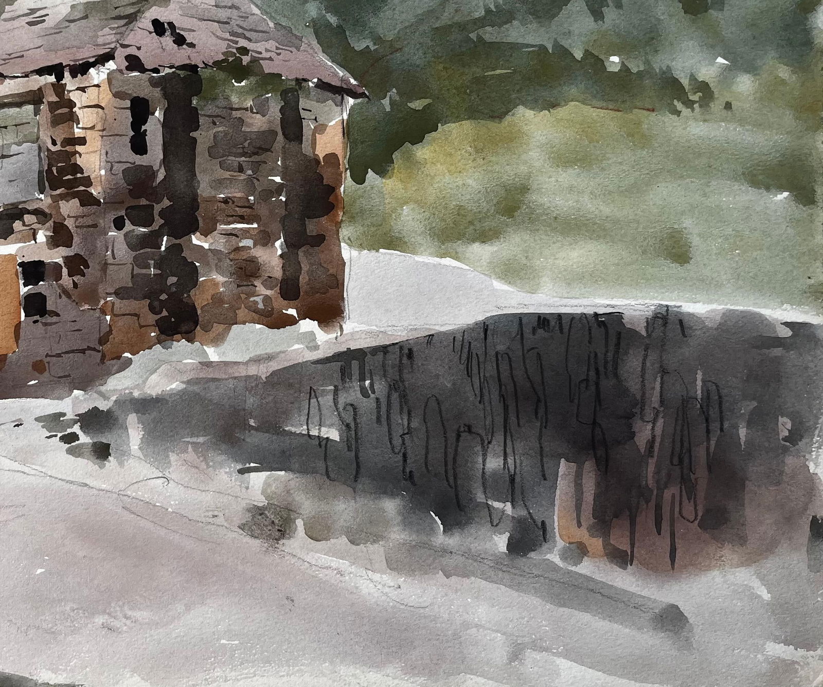 Anthony Herbert; Port Quinn North Cornwall Stone Cottage and Hillside Watercolour Painting 1977, - 8