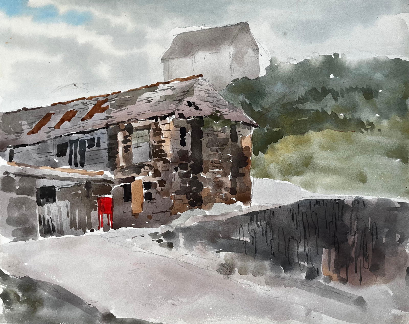 Anthony Herbert; Port Quinn North Cornwall Stone Cottage and Hillside Watercolour Painting 1977, - 4