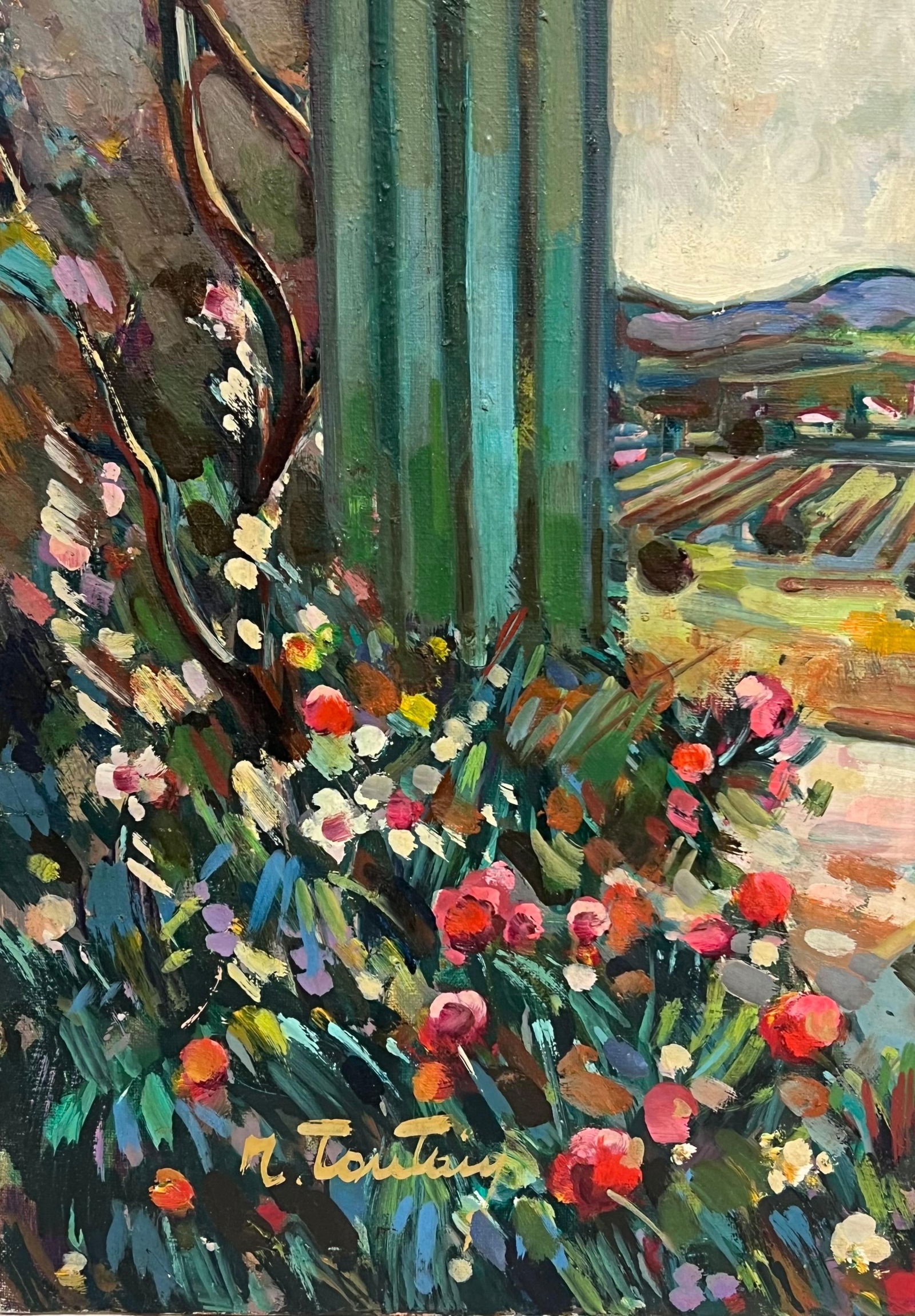Max Toutain; Green Garden Gate Leading to The Valley French Post Impressionist Painting - 12