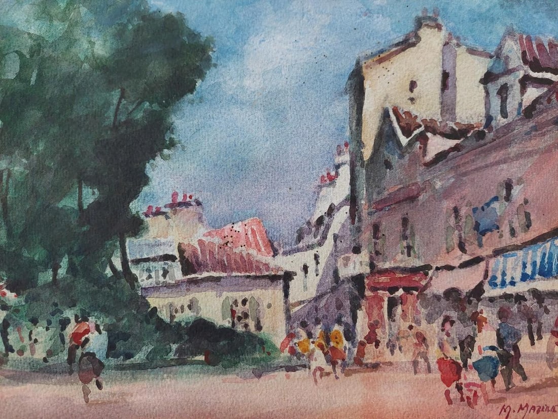 French Modernist Cubist Painting Vibrant Street Scene, 20th Century - 6