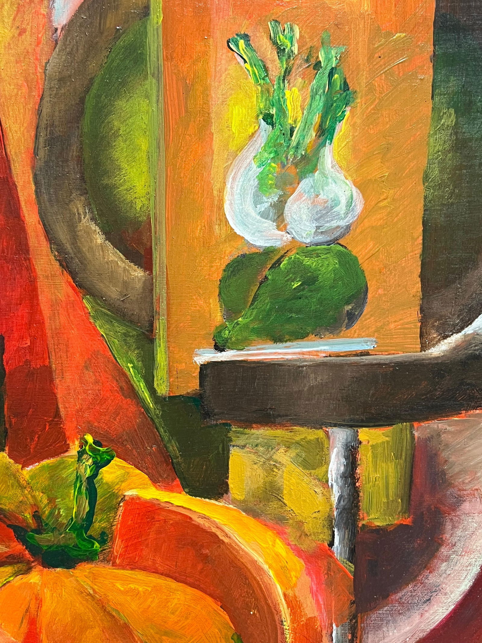 Guy Nicod; Vibrant Orange Still Life of Autumnal Table Display Large French Modernist Oil, 1952 - 11