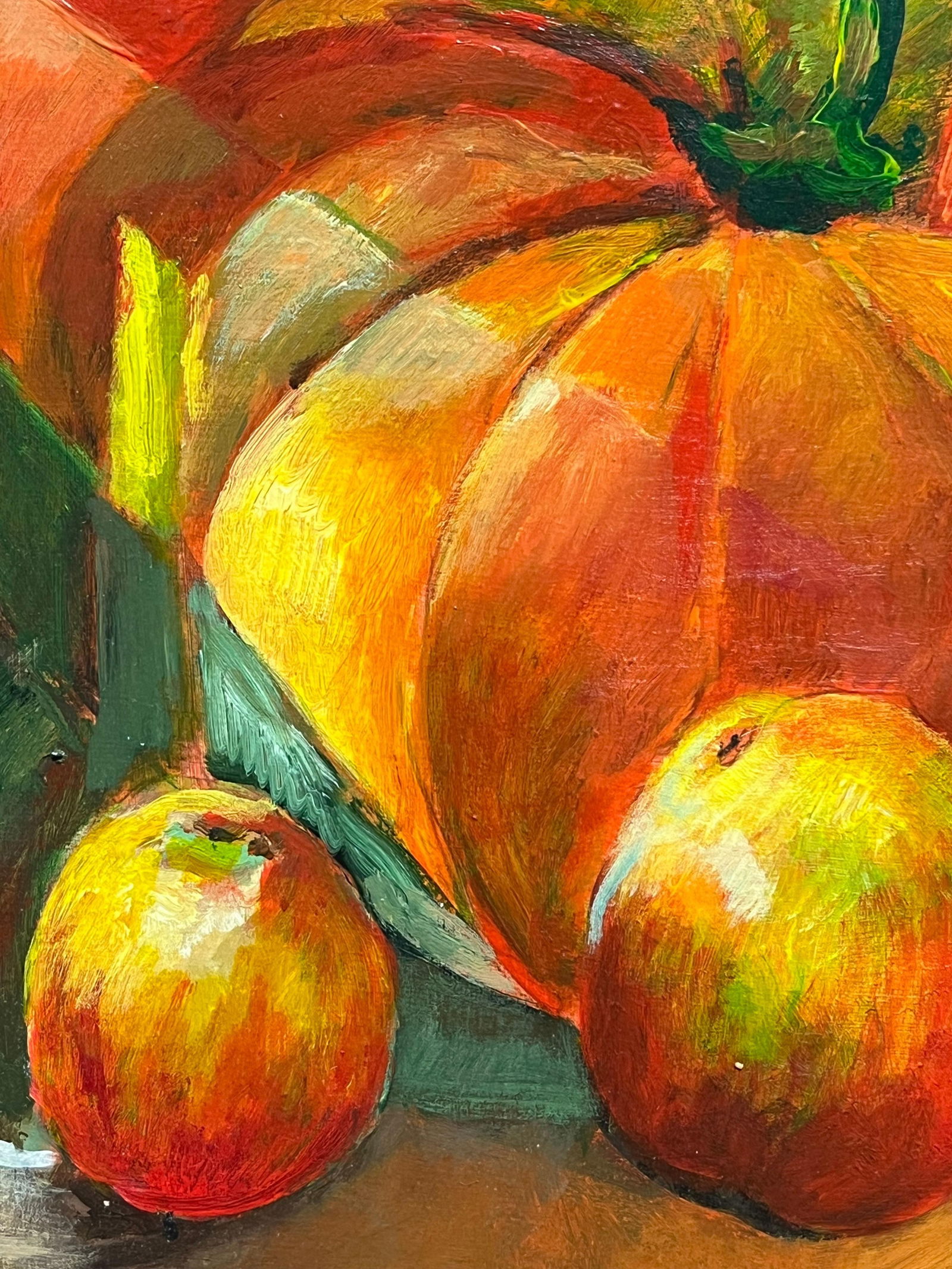 Guy Nicod; Vibrant Orange Still Life of Autumnal Table Display Large French Modernist Oil, 1952 - 14