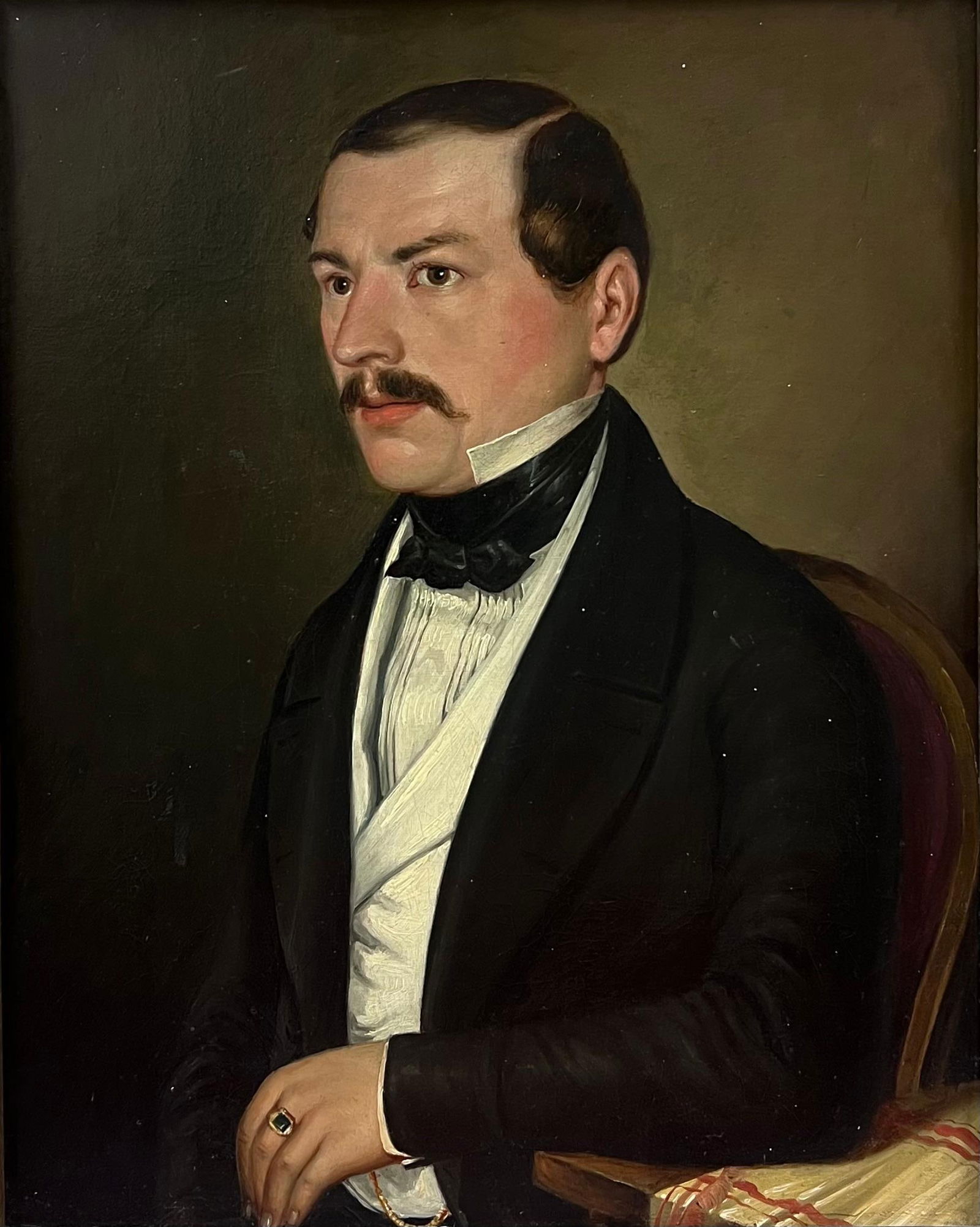French School; 19th-Century French Oil Portrait of Smart Gentleman in Formal Attire - 14