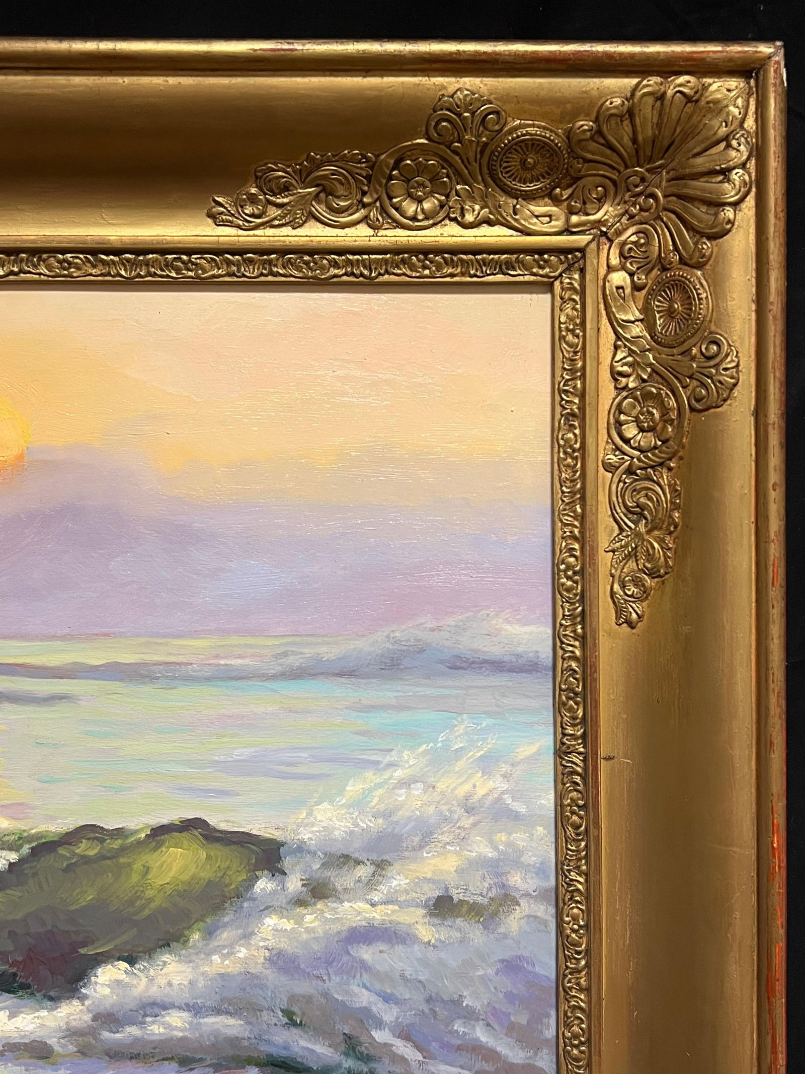 Georges Bordonove; French Impressionist Seascape at Sunset Waves Rolling onto a Sunlit Shoreline - 7