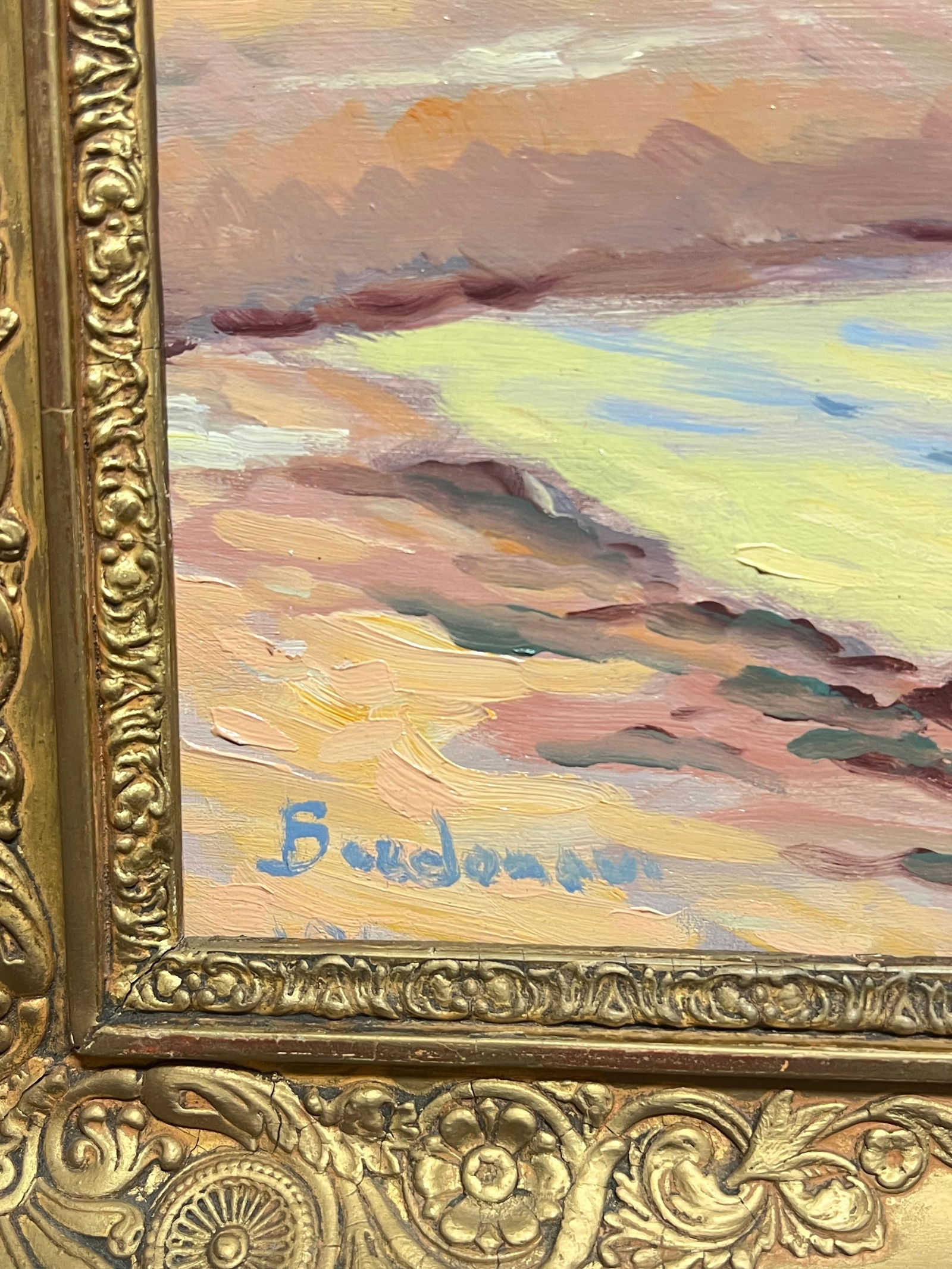 Georges Bordonove; French Impressionist Seascape at Sunset Waves Rolling onto a Sunlit Shoreline - 10