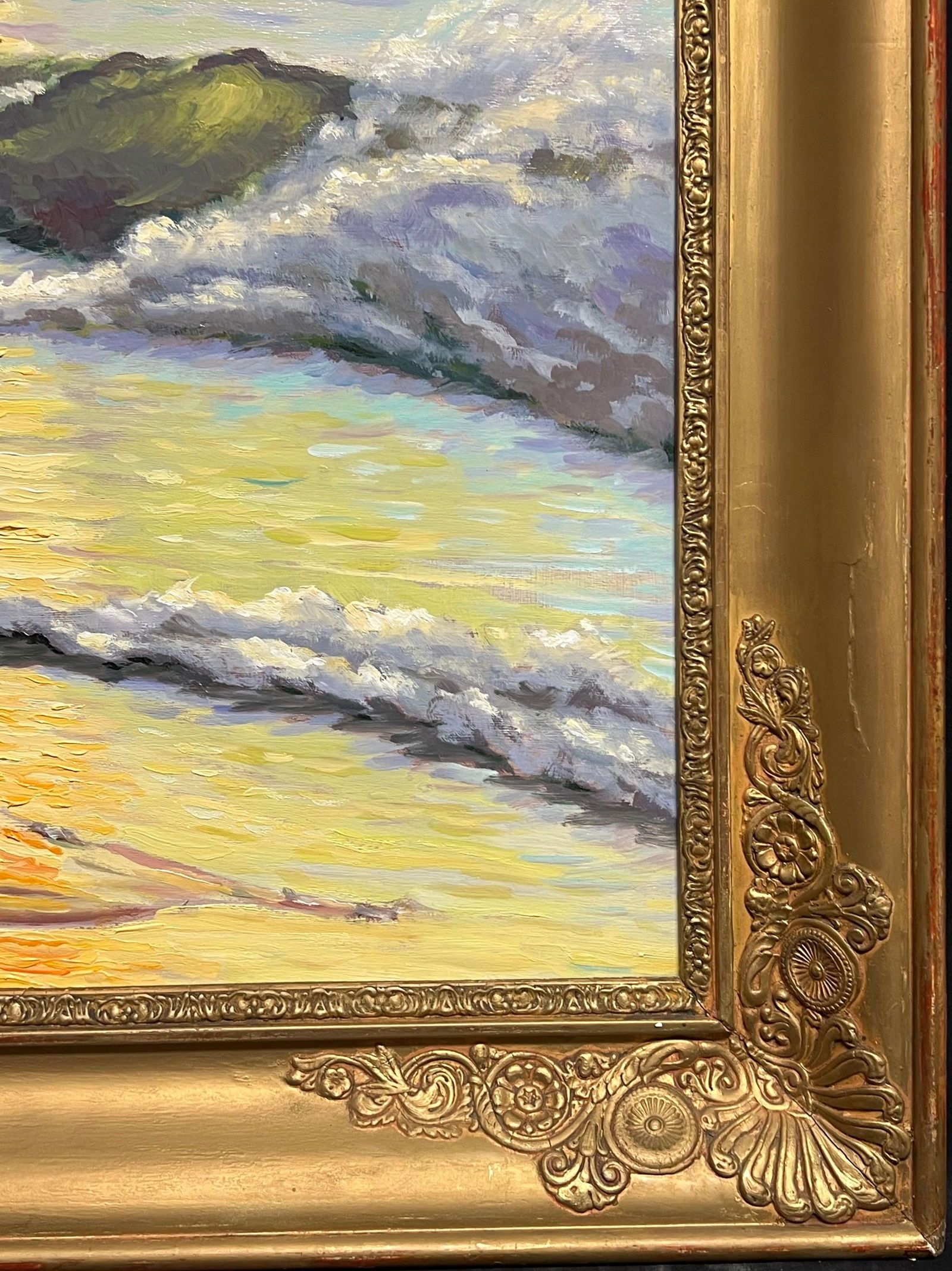 Georges Bordonove; French Impressionist Seascape at Sunset Waves Rolling onto a Sunlit Shoreline - 2