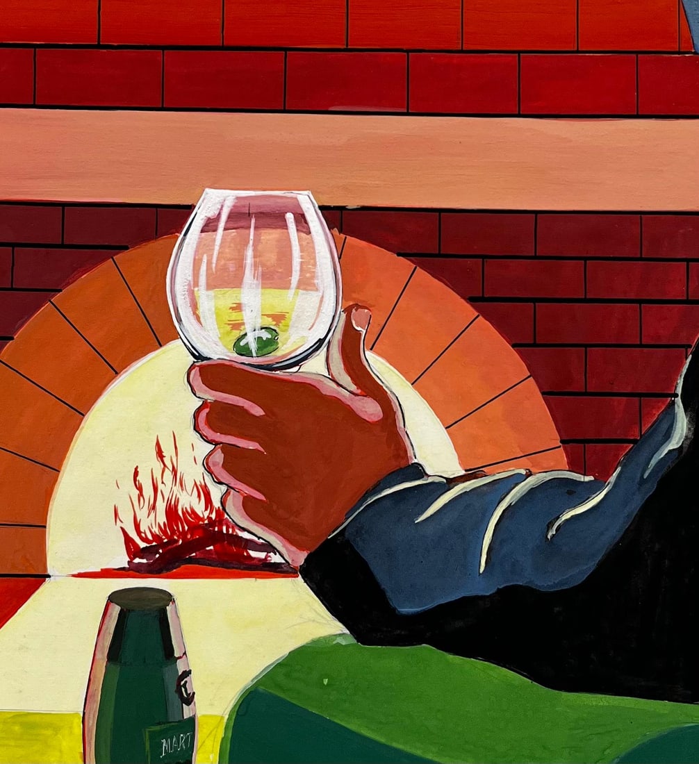 Guy Nicod; Martini Advertising Design Extra Dry Cocktail By The Fireplace French Modernist - 7