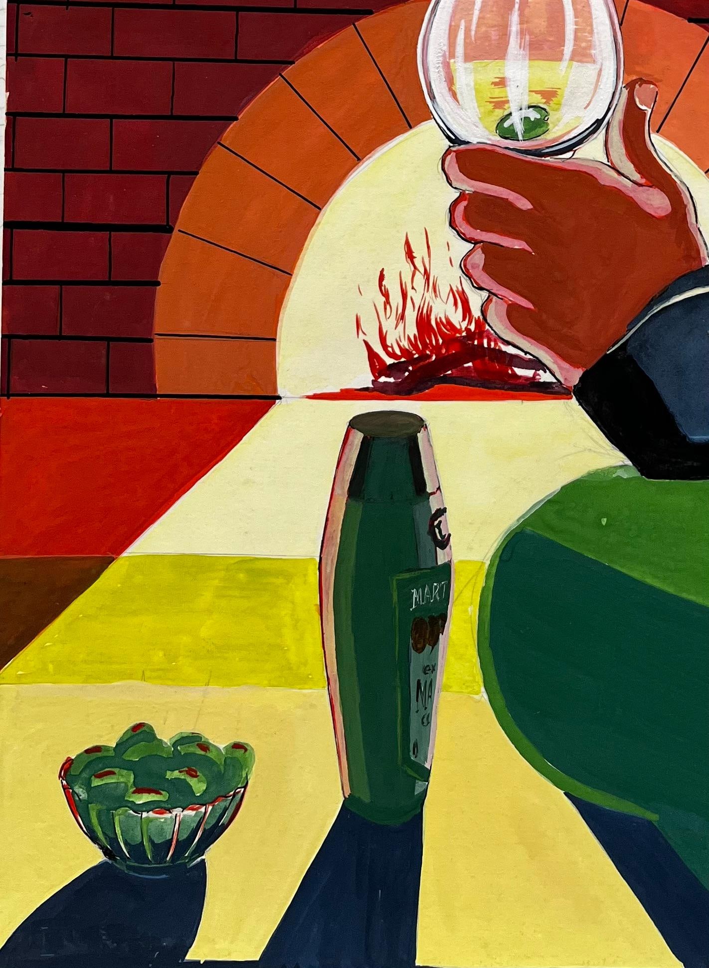 Guy Nicod; Martini Advertising Design Extra Dry Cocktail By The Fireplace French Modernist - 14
