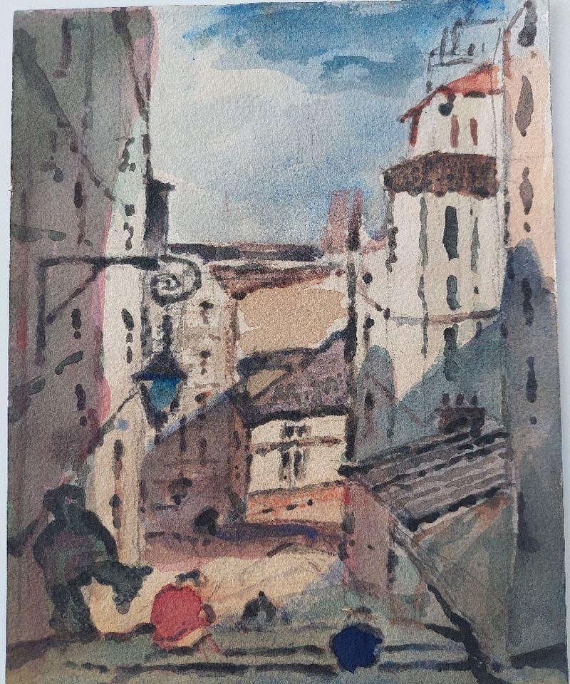 Maurice Mazeilie; French Modernist Cubist Painting Town View to the Sea, 20th Century - 18
