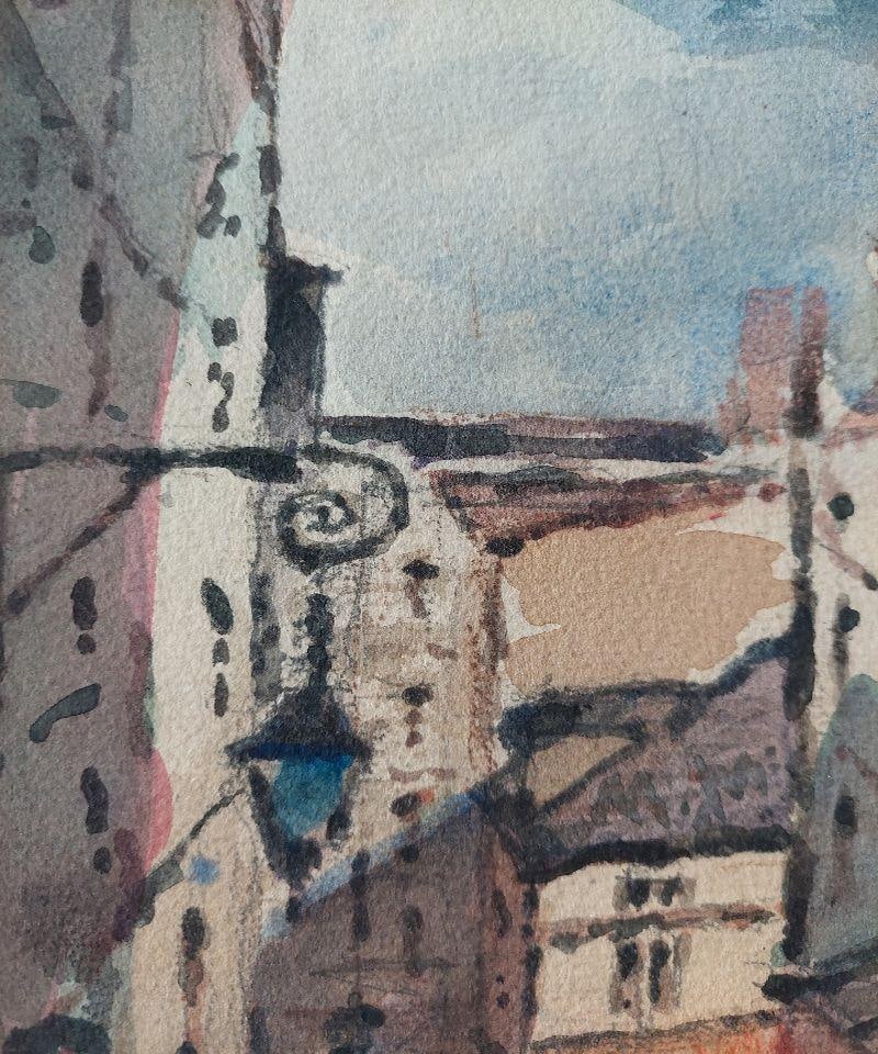 Maurice Mazeilie; French Modernist Cubist Painting Town View to the Sea, 20th Century - 3