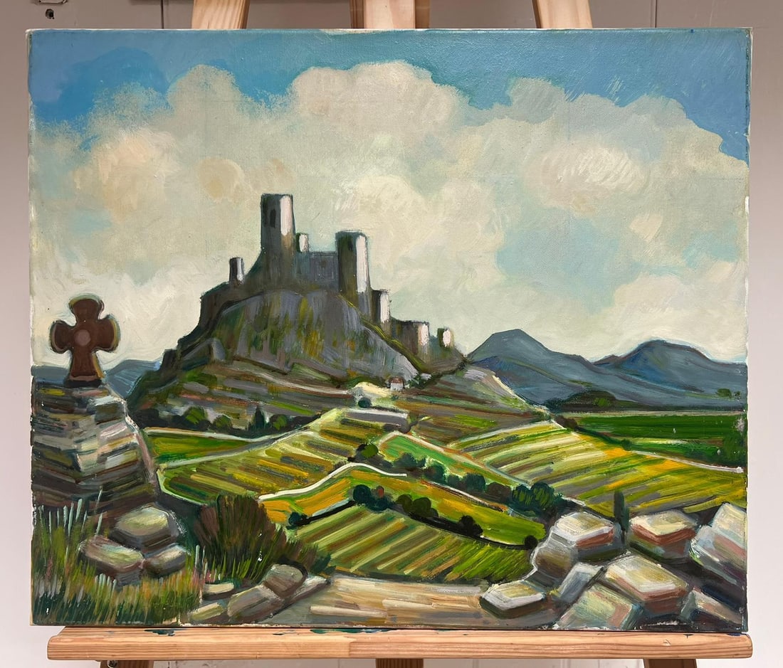 Max Toutain; Provencal Hilltop Village South of France Green Landscape French Oil Painting - 12