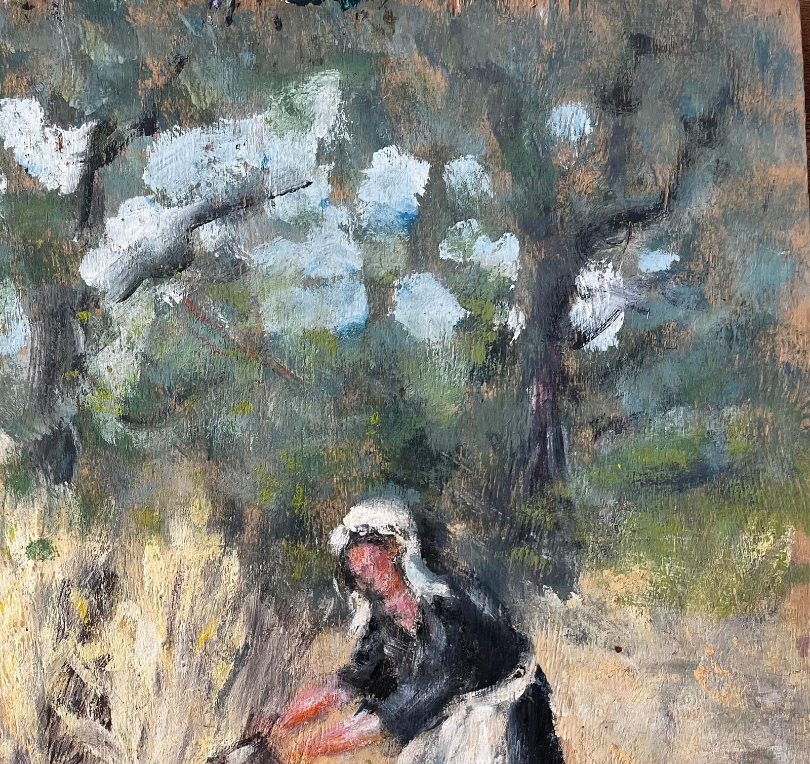 Fanch Lel; French Rural Harvest Scene With Farm Workers Bundling Wheat In Forest Landscape - 9