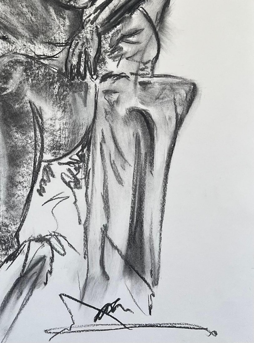 Minty Ramsey; Expressive Charcoal Drawing of a Reclining Female Figure, 2017 - 13