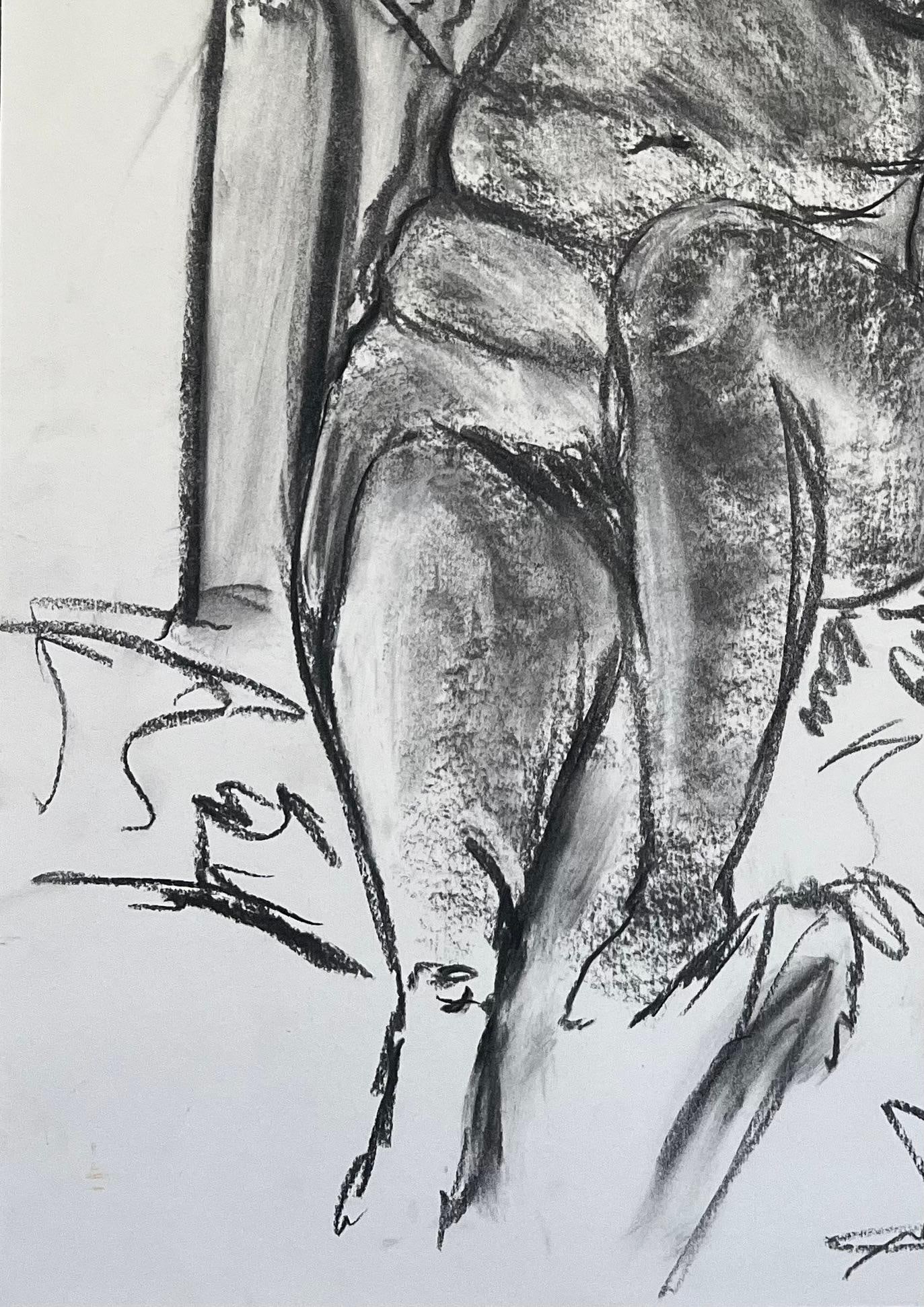 Minty Ramsey; Expressive Charcoal Drawing of a Reclining Female Figure, 2017 - 14