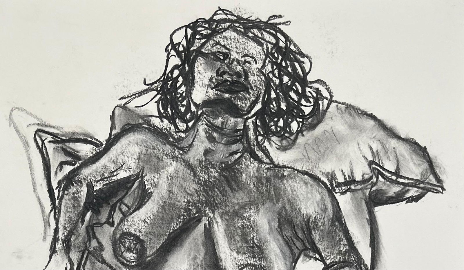 Minty Ramsey; Expressive Charcoal Drawing of a Reclining Female Figure, 2017 - 6