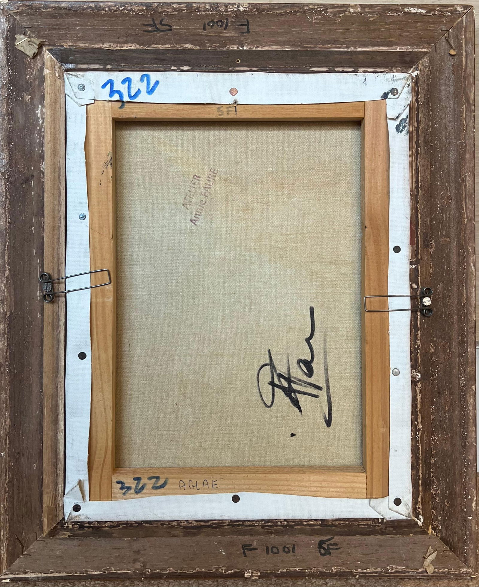 Annie Faure; Portrait of a Majestic Blue Unicorn with a Golden Horn 20th Century Framed - 12