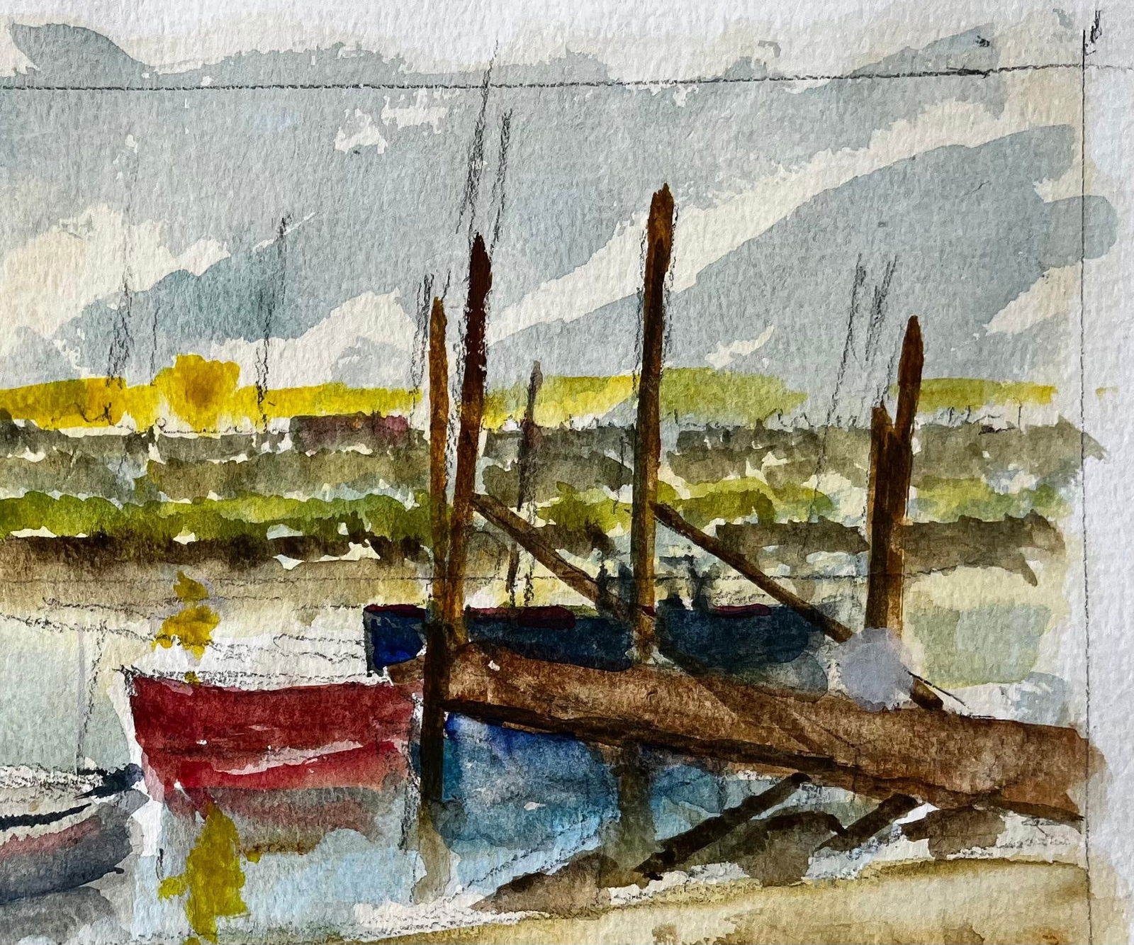 Anthony Herbert; Walberswick Tidal Creek with Moored Dinghies Suffolk Watercolor by Tony Herbert, - 18