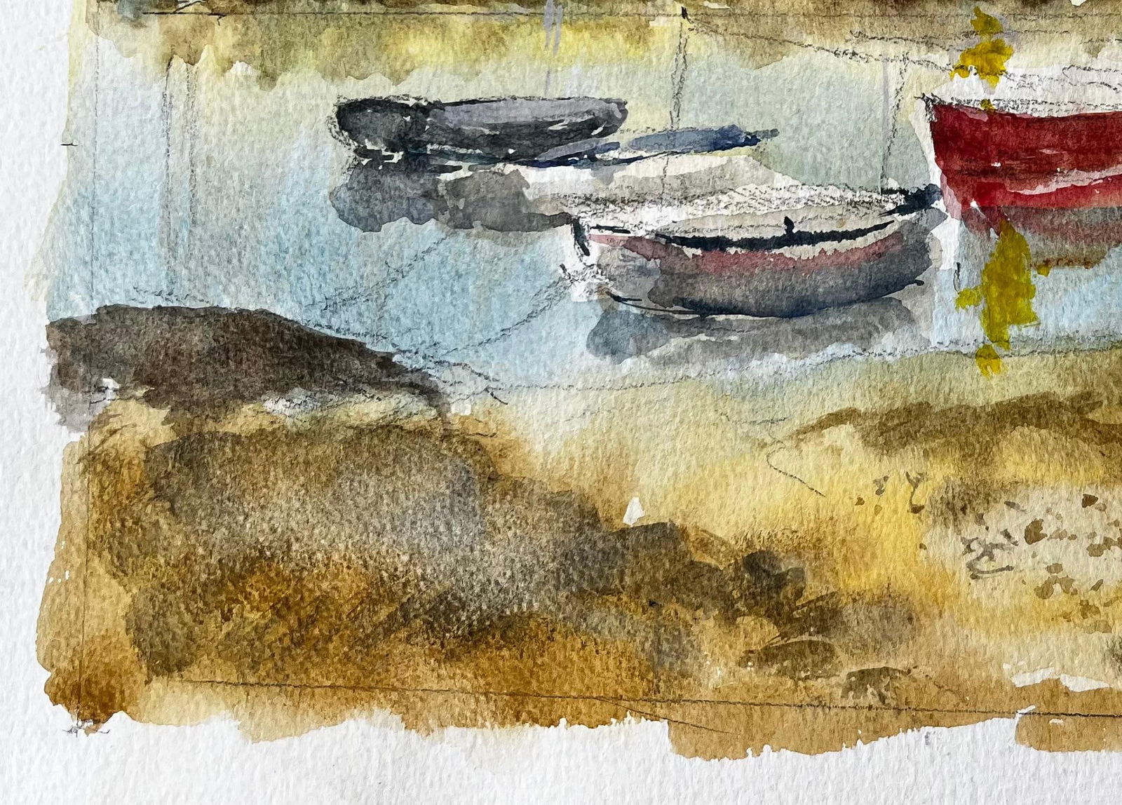 Anthony Herbert; Walberswick Tidal Creek with Moored Dinghies Suffolk Watercolor by Tony Herbert, - 20