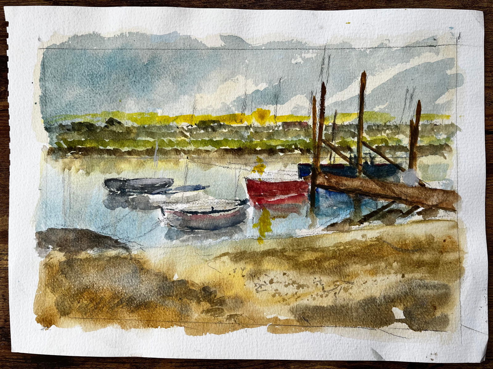 Anthony Herbert; Walberswick Tidal Creek with Moored Dinghies Suffolk Watercolor by Tony Herbert, - 8