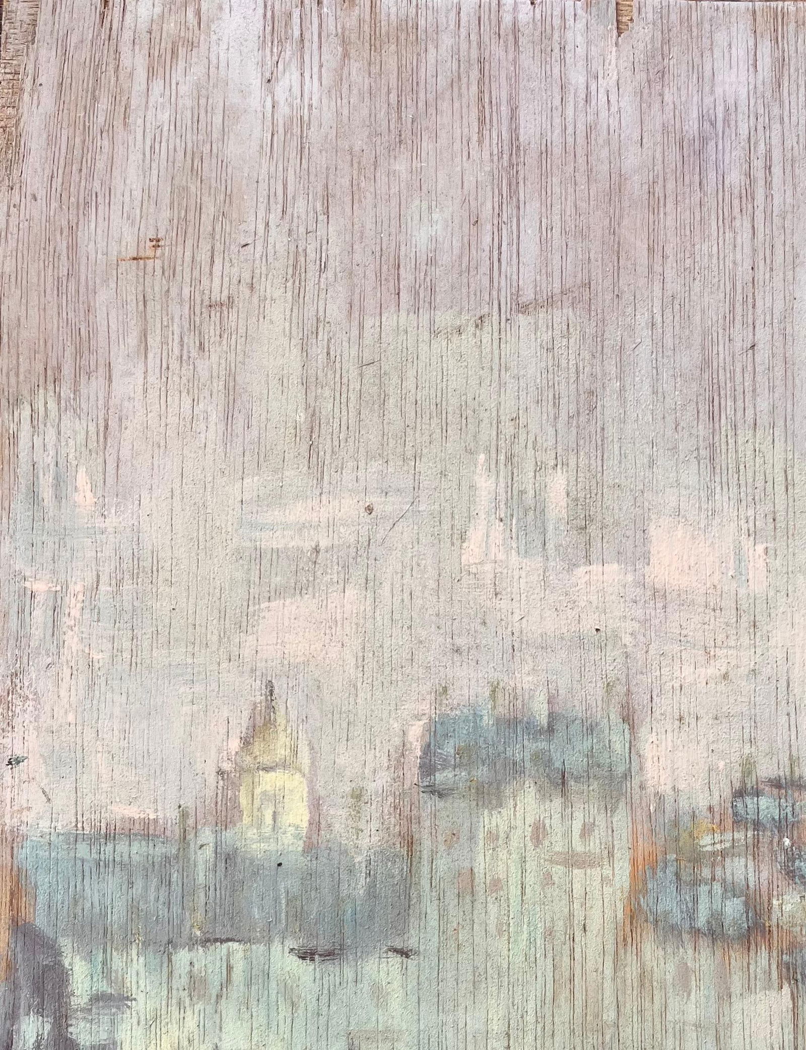 Fanch Lel; Subtle Impressionist Paris Skyline with River Reflection and Notre Dame Dome - 12