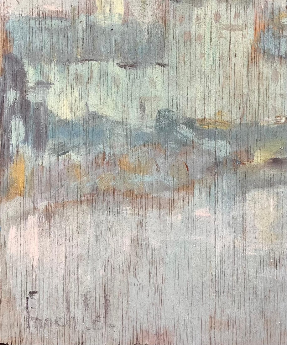 Fanch Lel; Subtle Impressionist Paris Skyline with River Reflection and Notre Dame Dome - 18