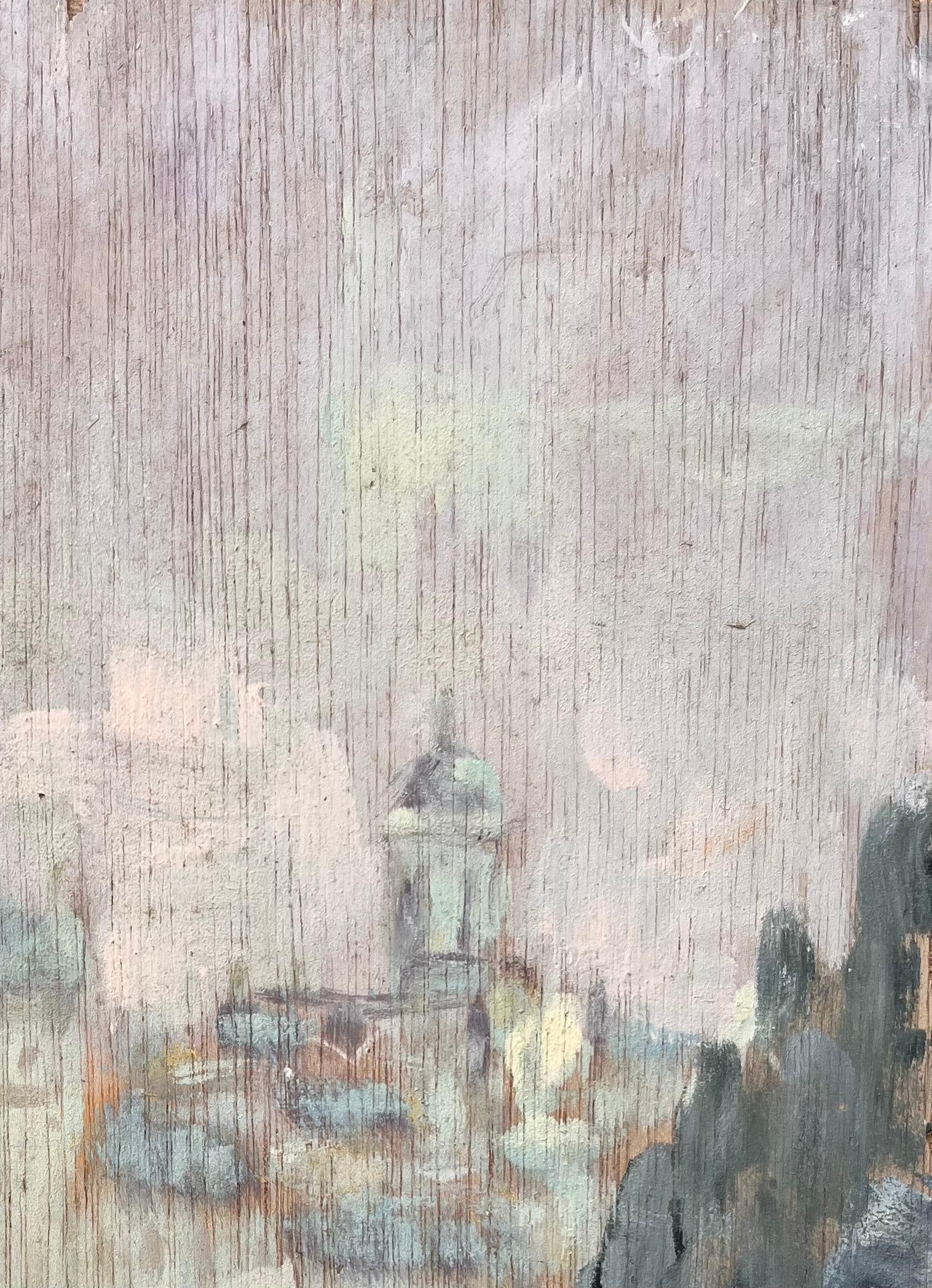 Fanch Lel; Subtle Impressionist Paris Skyline with River Reflection and Notre Dame Dome - 19