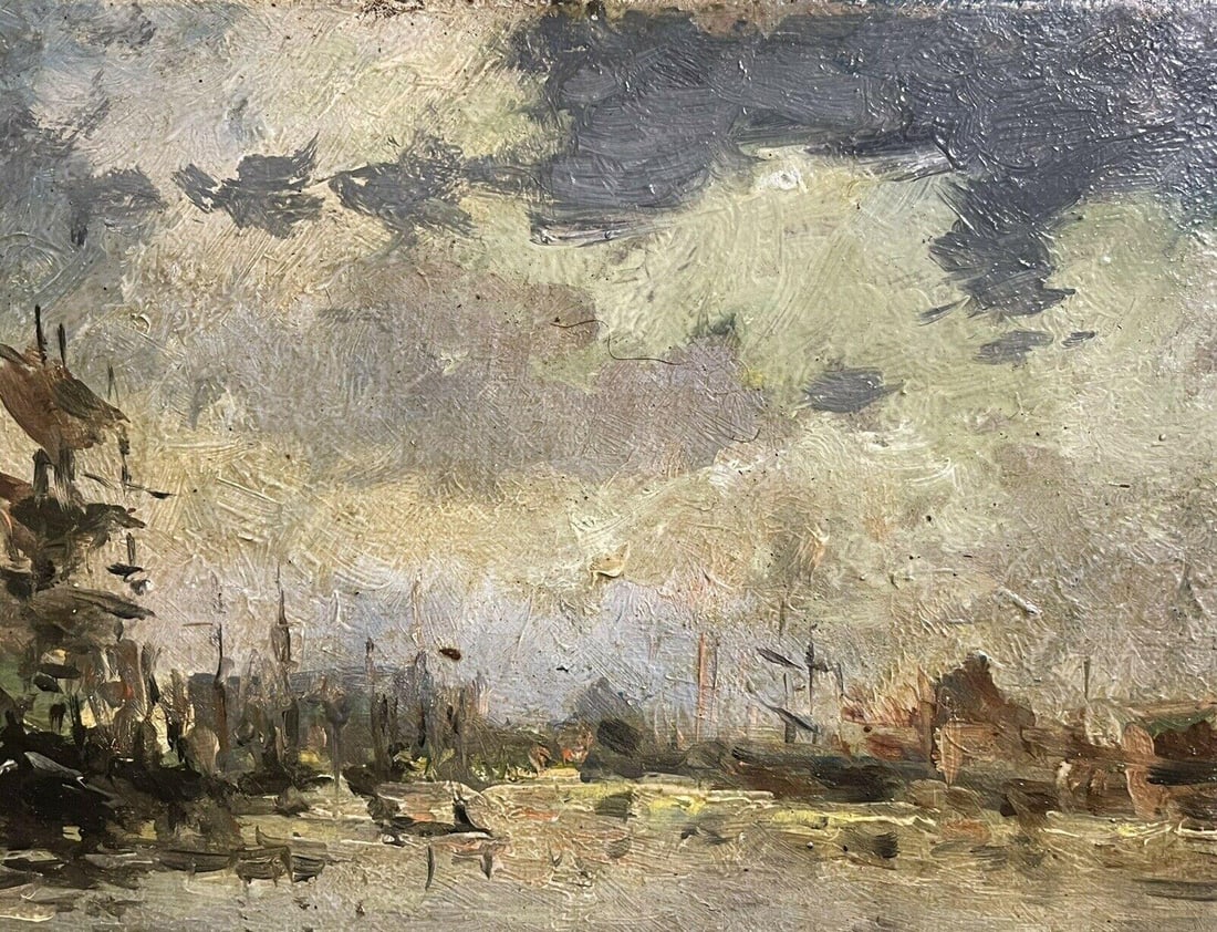 Maurice Mazeilie French Impressionist Signed Oil, Tall Ship in French Harbour, 1990-1999 - 10