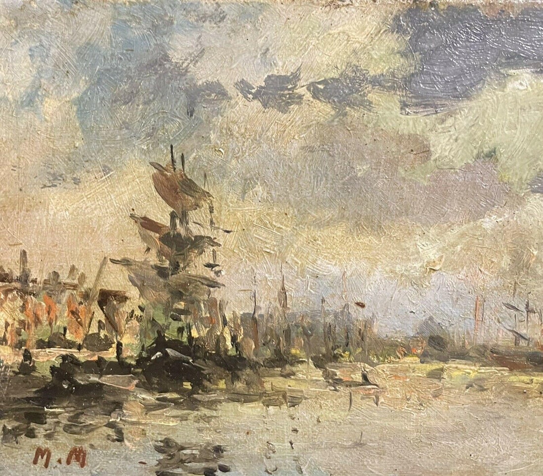 Maurice Mazeilie French Impressionist Signed Oil, Tall Ship in French Harbour, 1990-1999 - 17