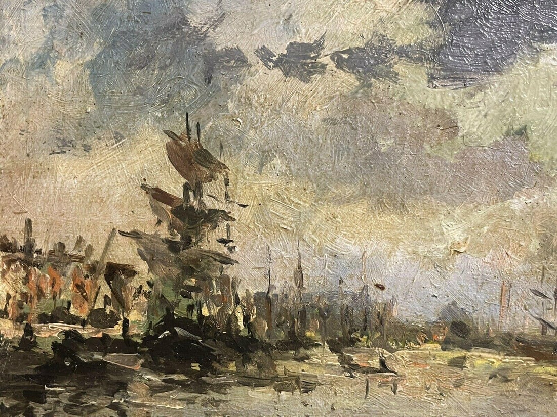 Maurice Mazeilie French Impressionist Signed Oil, Tall Ship in French Harbour, 1990-1999 - 19