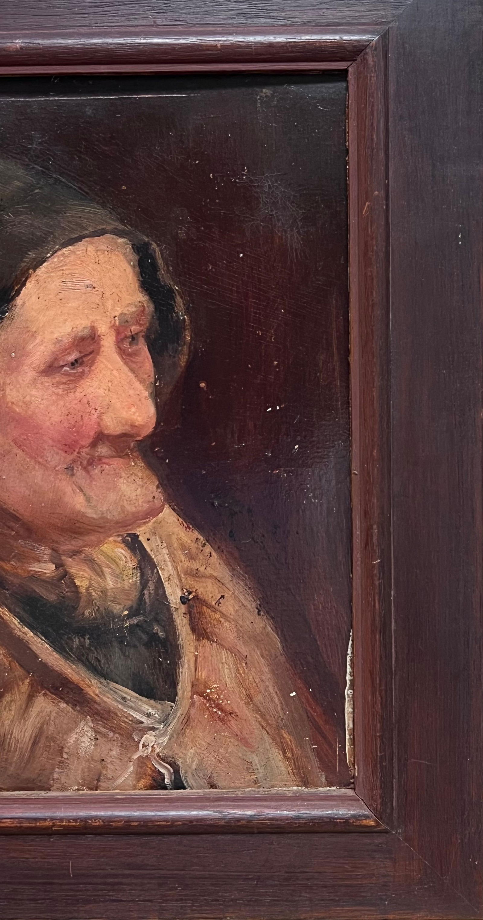 David W. Haddon; Antique English Oil Painting Portrait of Old Cornish Fishing Woman, 19th Century - 13