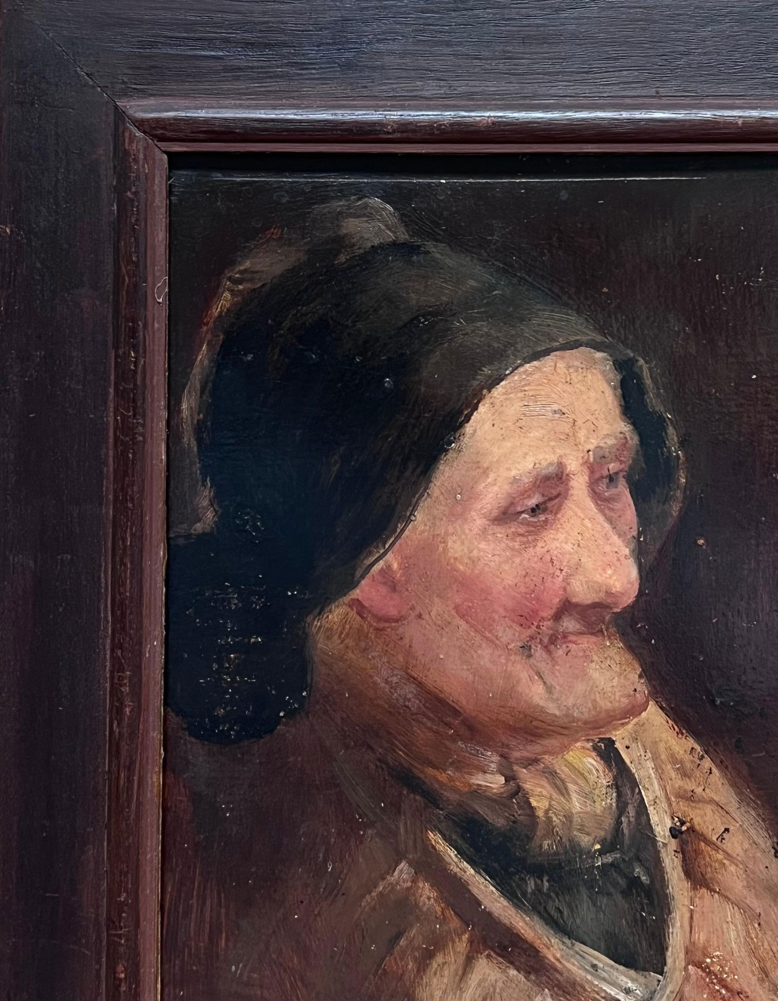 David W. Haddon; Antique English Oil Painting Portrait of Old Cornish Fishing Woman, 19th Century - 14