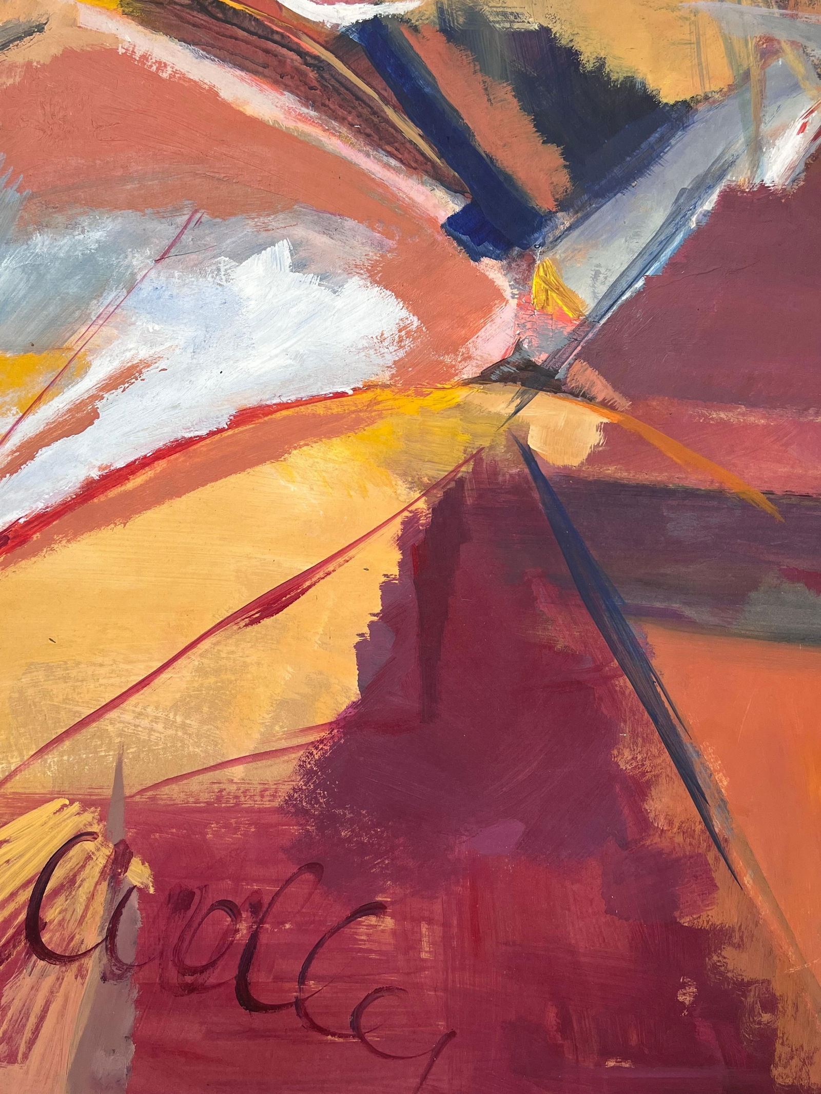 Marie Deloume (French born 1942); Huge French 20th Century Abstract Expression Painting 1980's Blur - 8