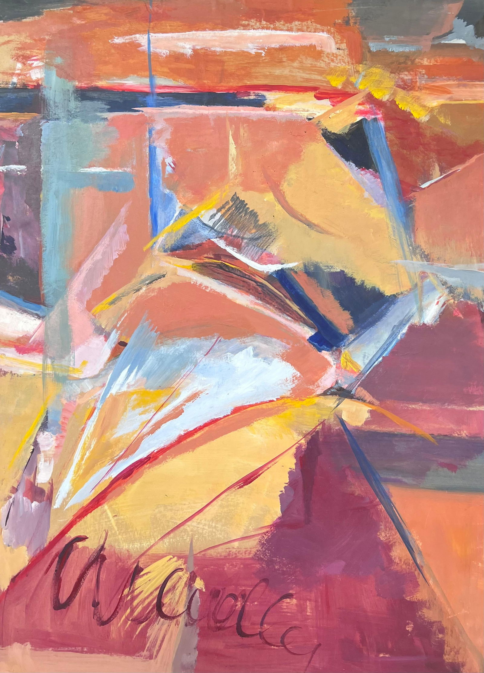 Marie Deloume (French born 1942); Huge French 20th Century Abstract Expression Painting 1980's Blur - 4