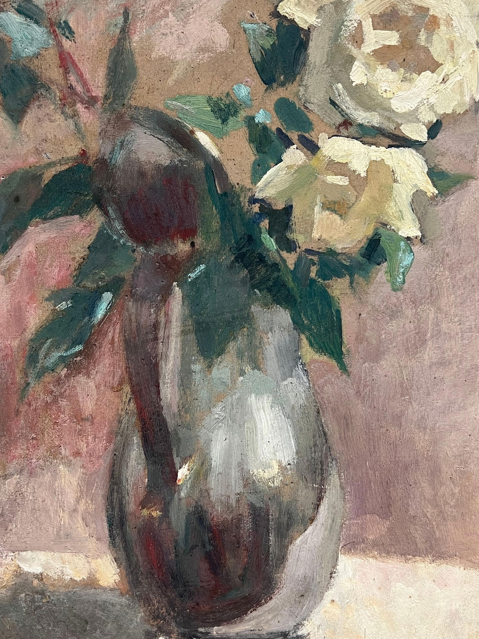 Cécile HERTZ-EYROLLES (1875-1974); 1930's French Post-Impressionist Oil White Roses in Green - 8