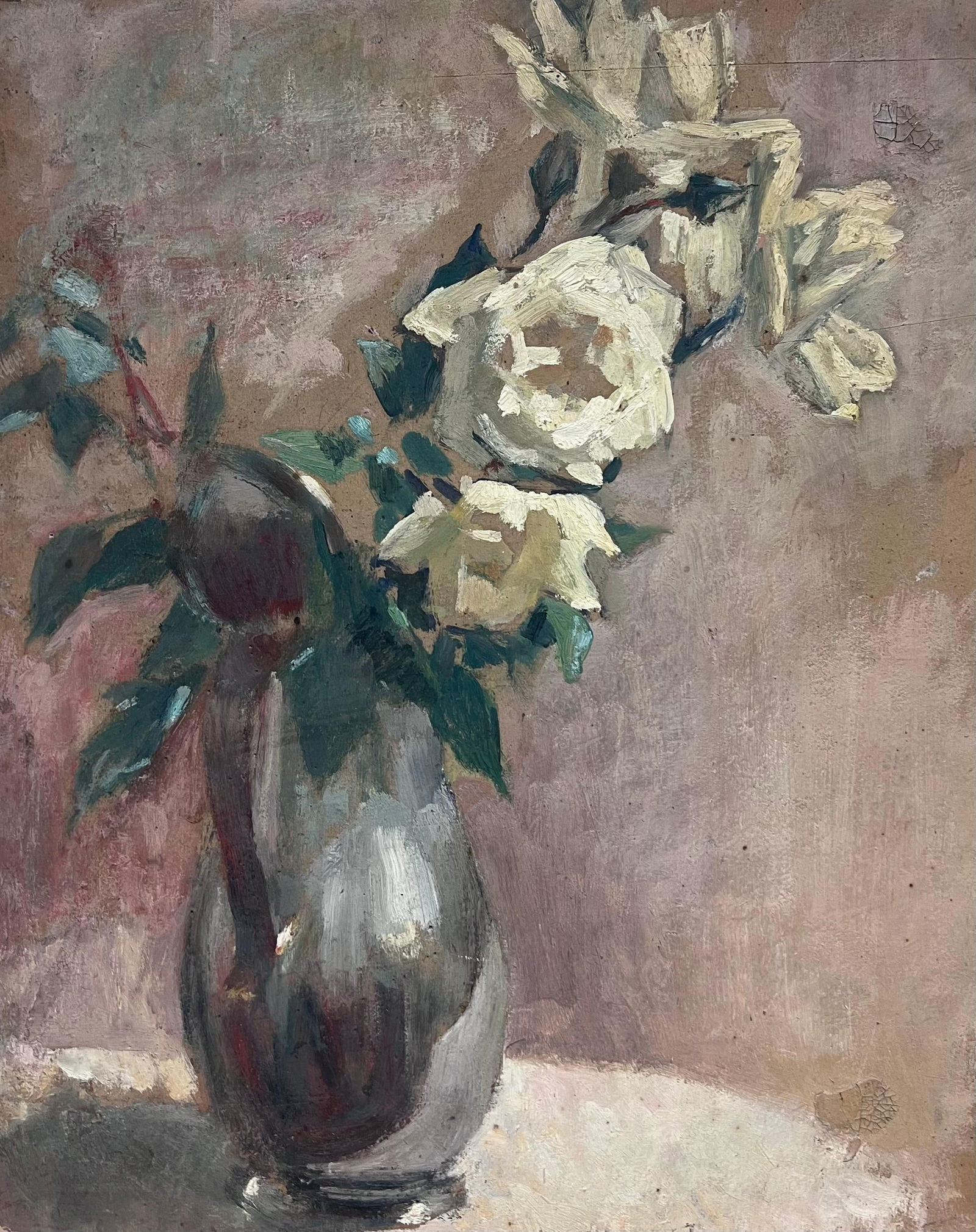Cécile HERTZ-EYROLLES (1875-1974); 1930's French Post-Impressionist Oil White Roses in Green - 4