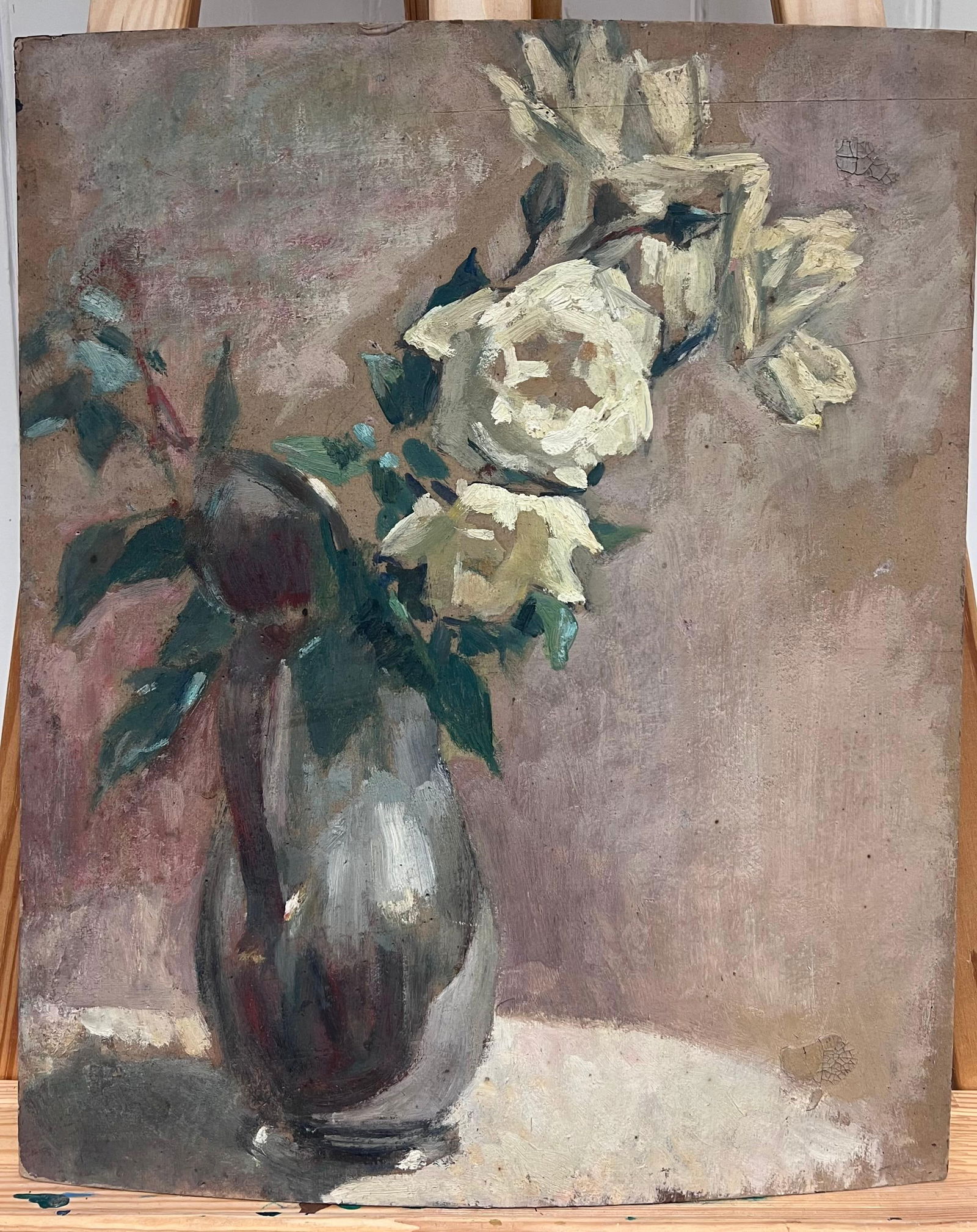 Cécile HERTZ-EYROLLES (1875-1974); 1930's French Post-Impressionist Oil White Roses in Green - 5