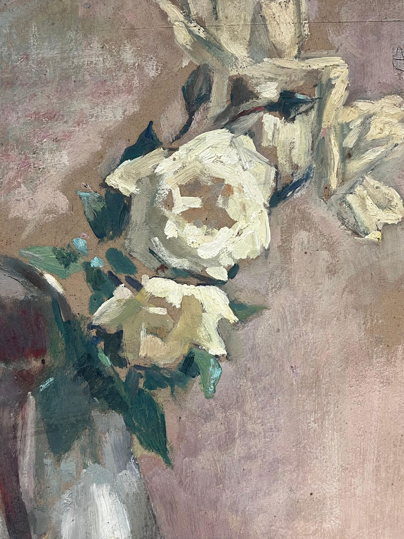 Cécile HERTZ-EYROLLES (1875-1974); 1930's French Post-Impressionist Oil White Roses in Green - 6