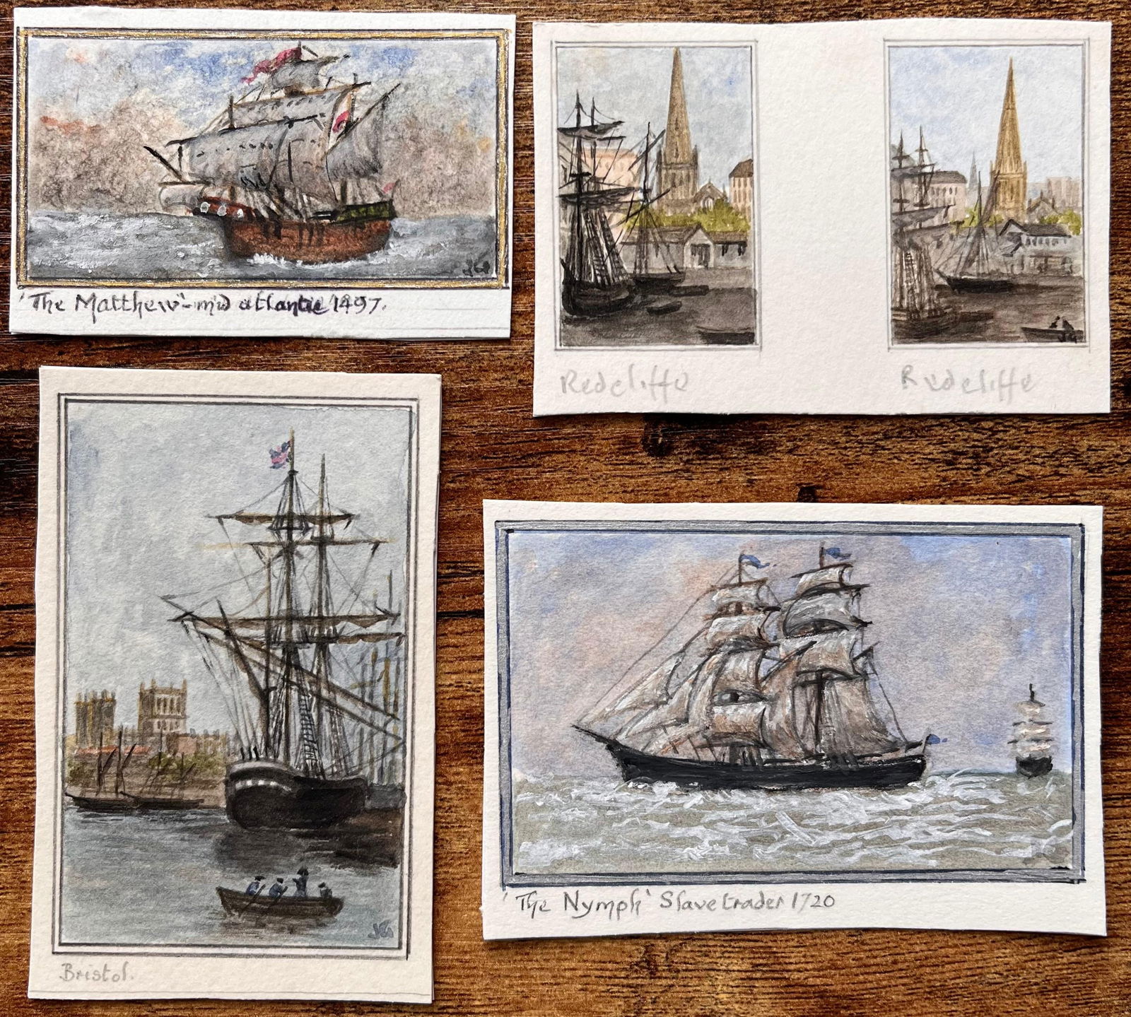 Jack Grunwell; Set of Five Miniature Maritime Watercolors of Bristol Ships and Redcliffe - 15