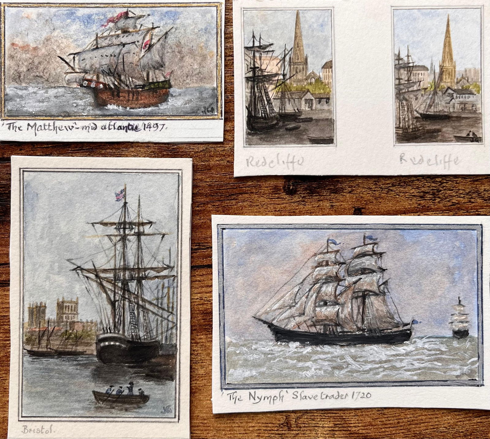Jack Grunwell; Set of Five Miniature Maritime Watercolors of Bristol Ships and Redcliffe - 7