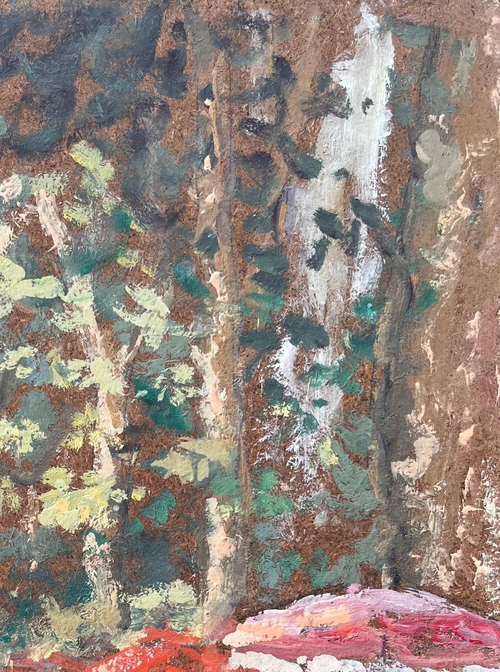 Fanch Lel; Impressionist Promenade Scene with Red Parasols in Aix en Provence, 1992 - 20