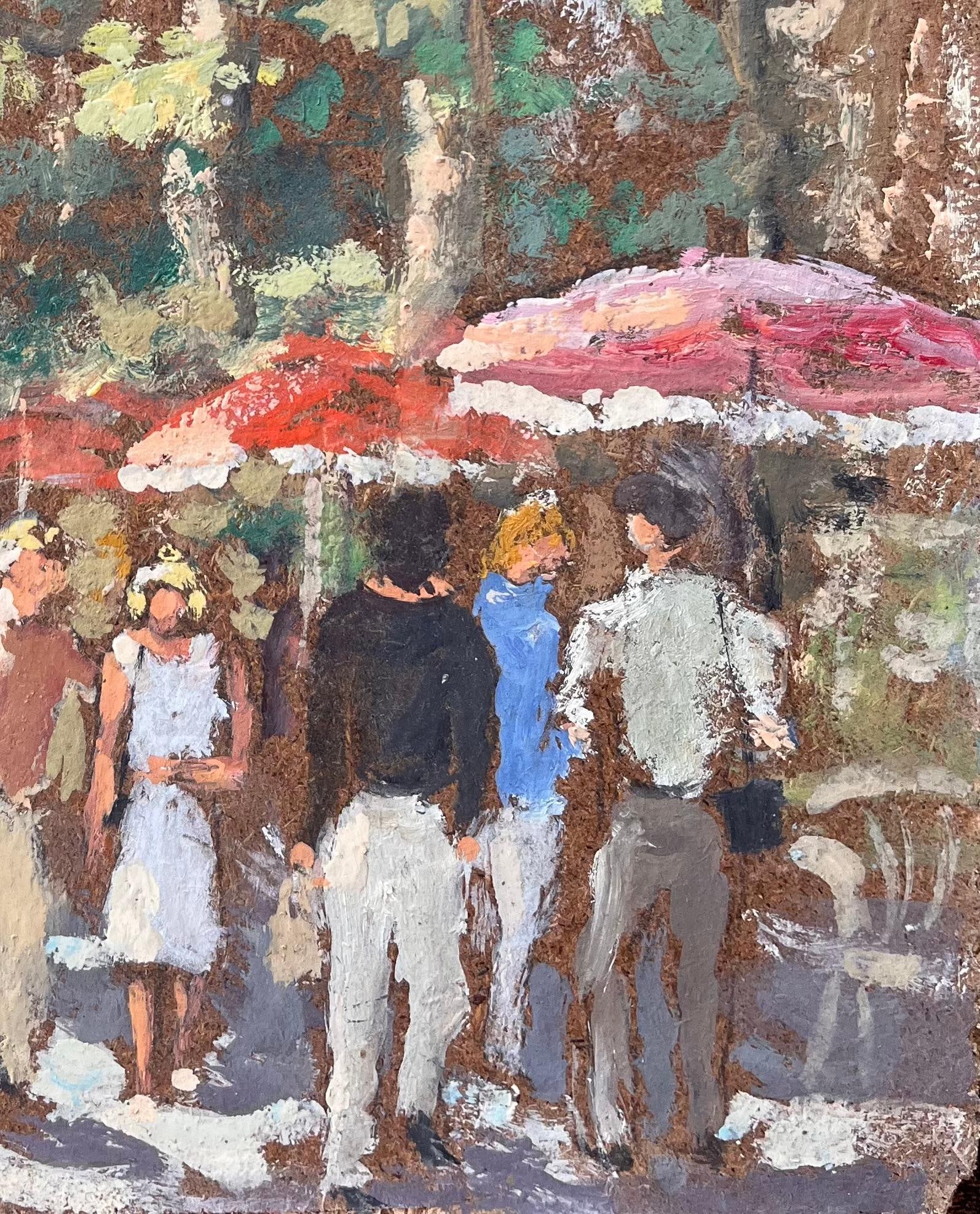 Fanch Lel; Impressionist Promenade Scene with Red Parasols in Aix en Provence, 1992 - 8