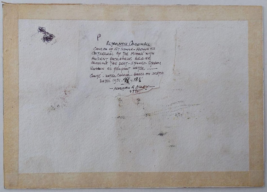 English School; Traditional English Painting Church and Figures at Altarnun, Cornish School, 20th - 15