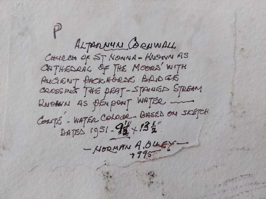 English School; Traditional English Painting Church and Figures at Altarnun, Cornish School, 20th - 16