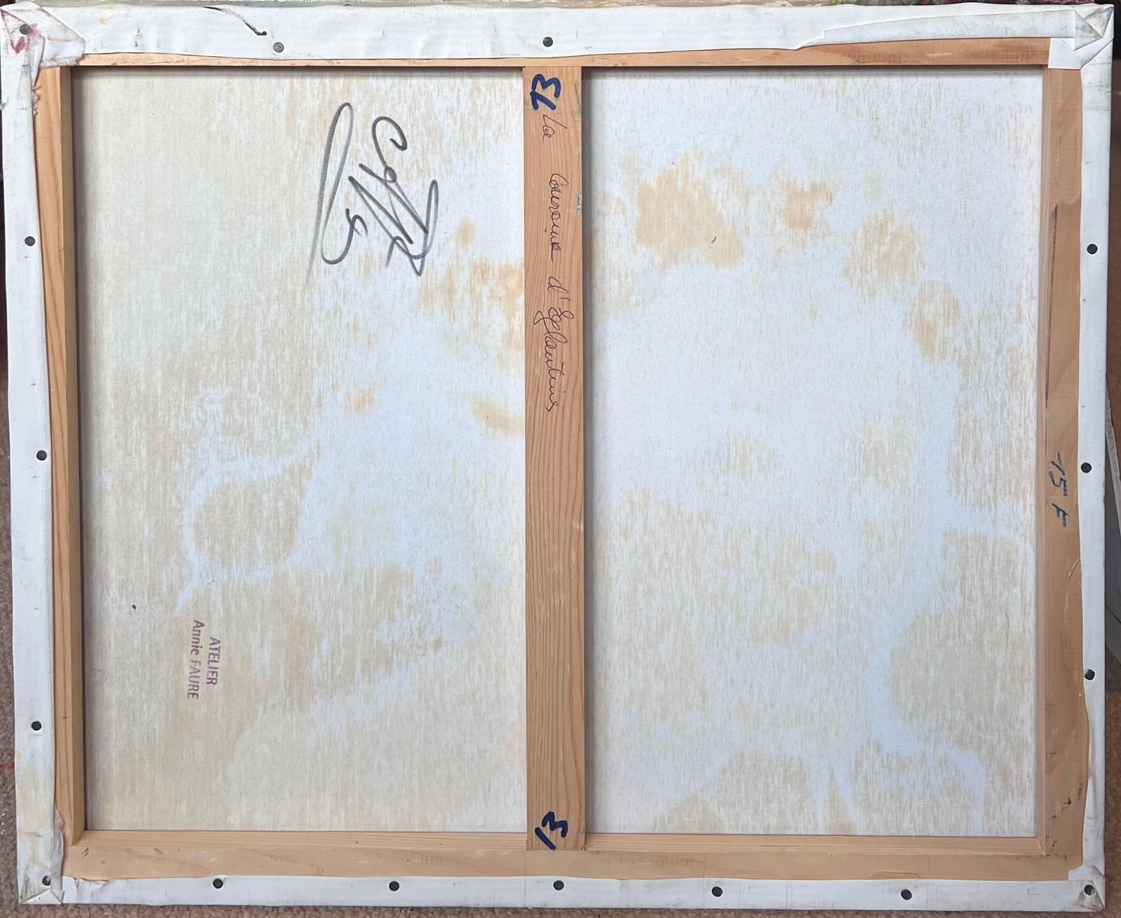 Annie Faure; Portrait Of A Blue Eyed Girl In Flower Crown 20th Century French Oil Painting - 10