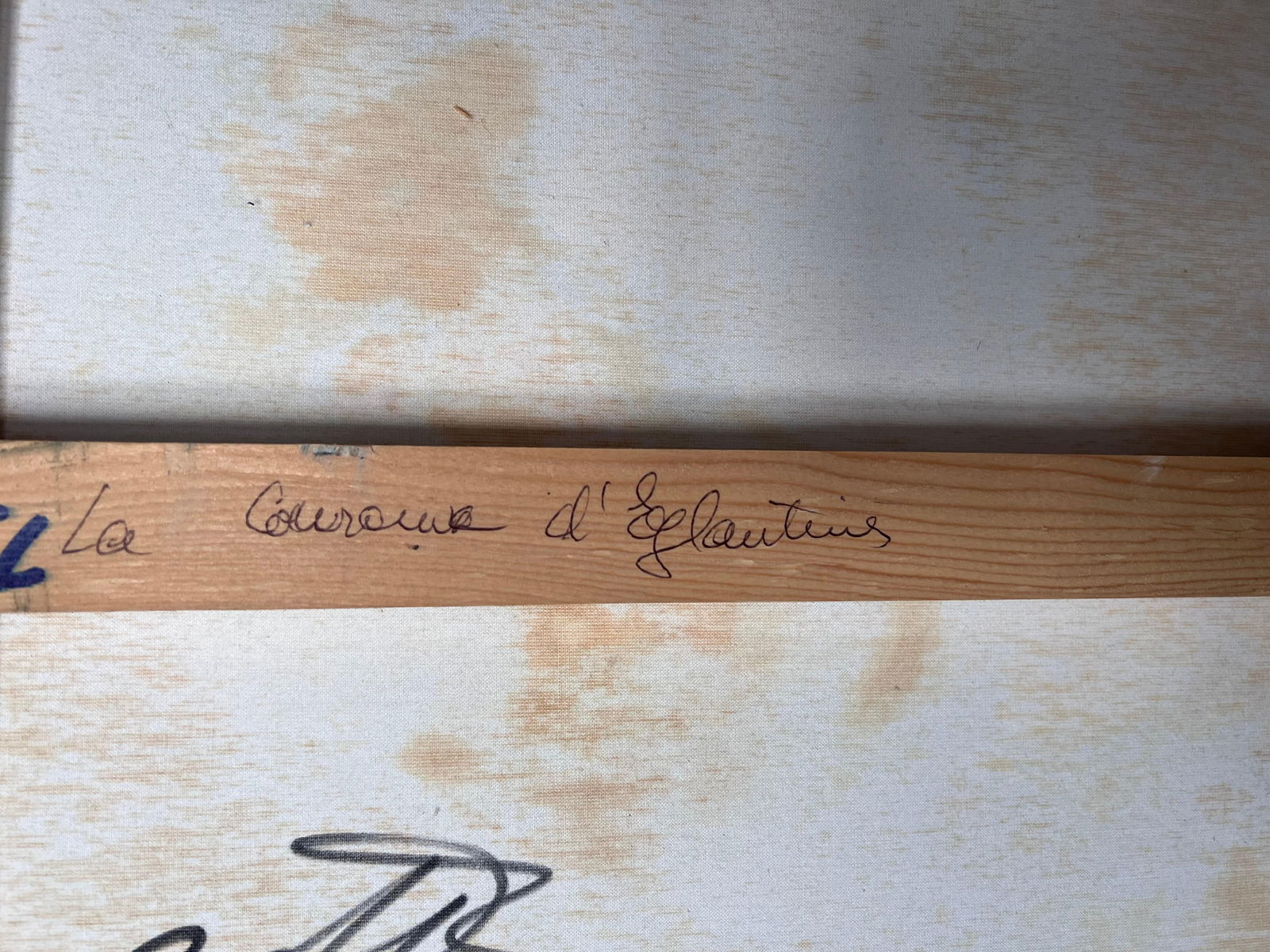 Annie Faure; Portrait Of A Blue Eyed Girl In Flower Crown 20th Century French Oil Painting - 12