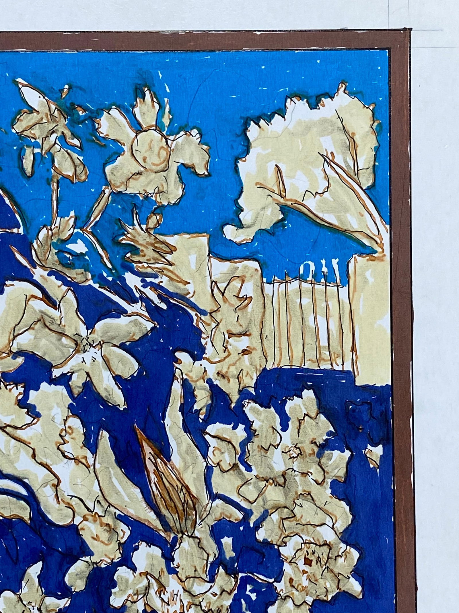 1950's French Modernist/ Cubist Painting - Blue & Green Abstract - 11